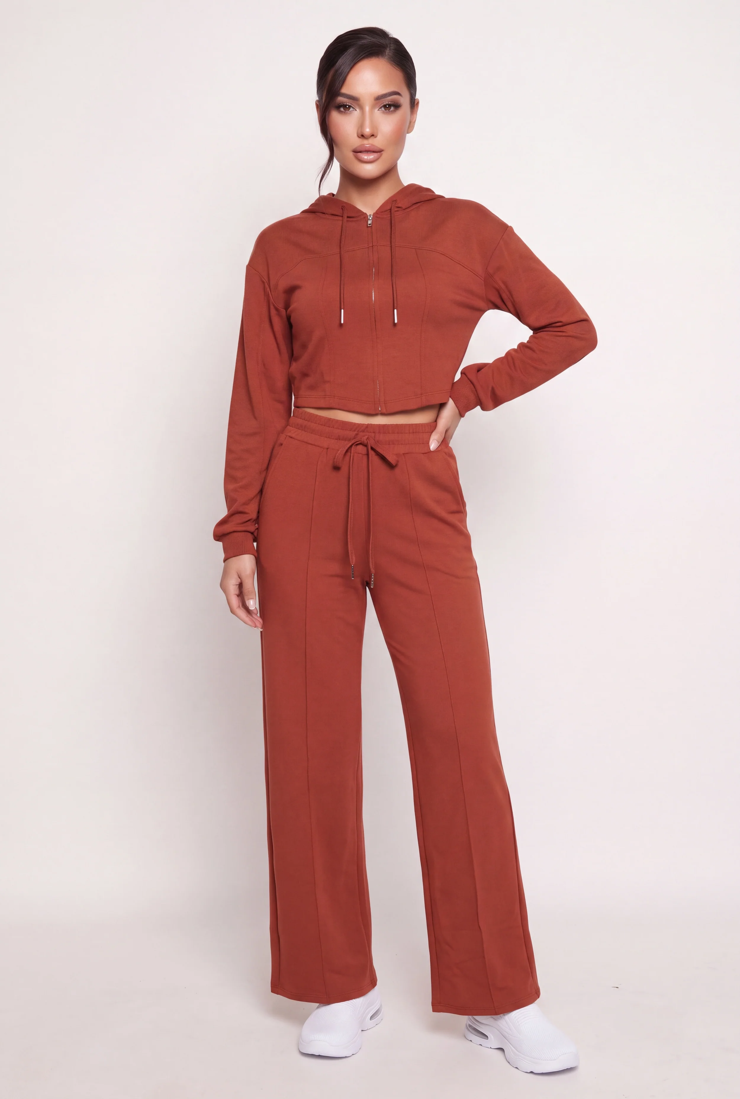 Pintuck Drawstring Wide Leg Pants
