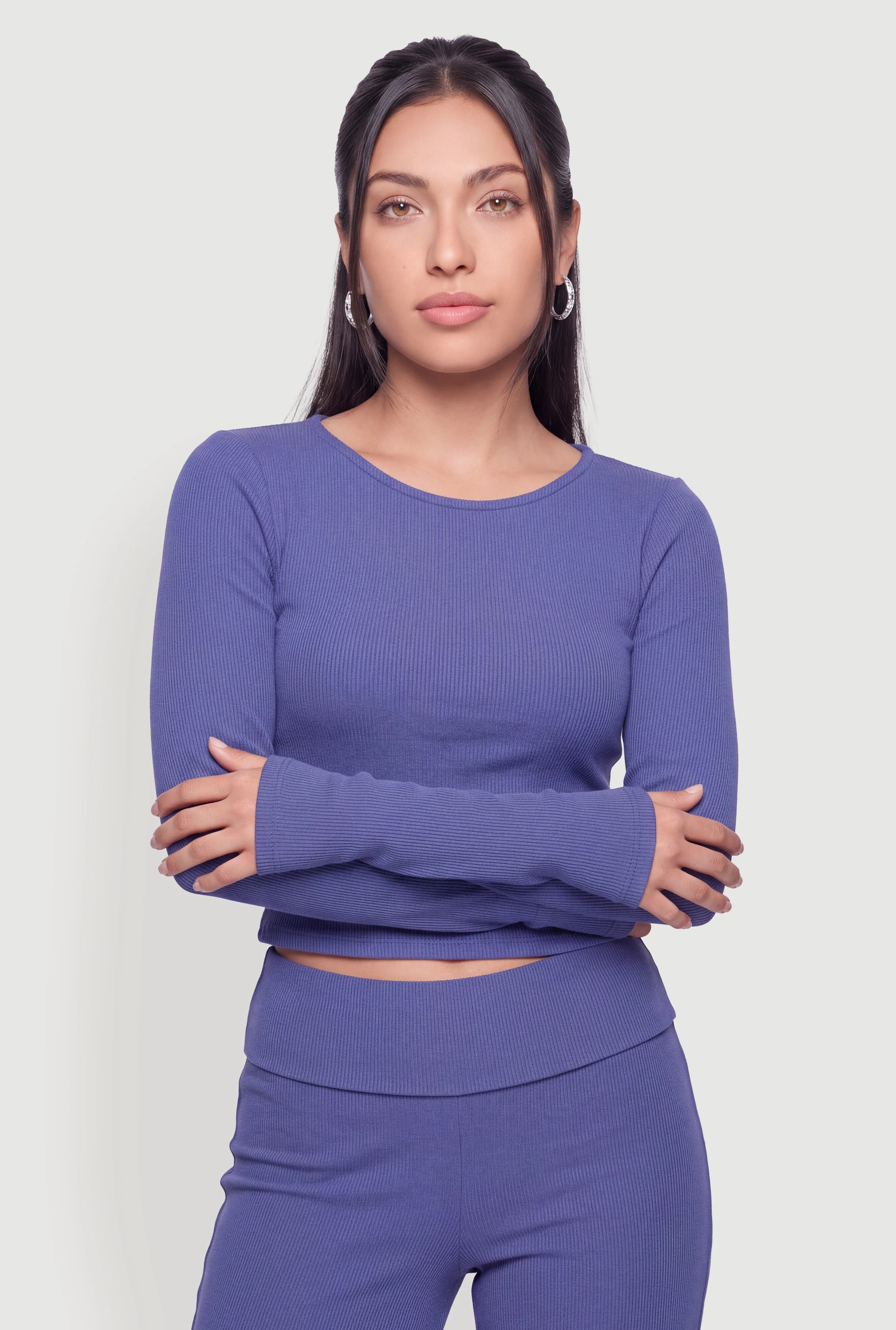 Ribbed Knit Basic Long Sleeve Top
