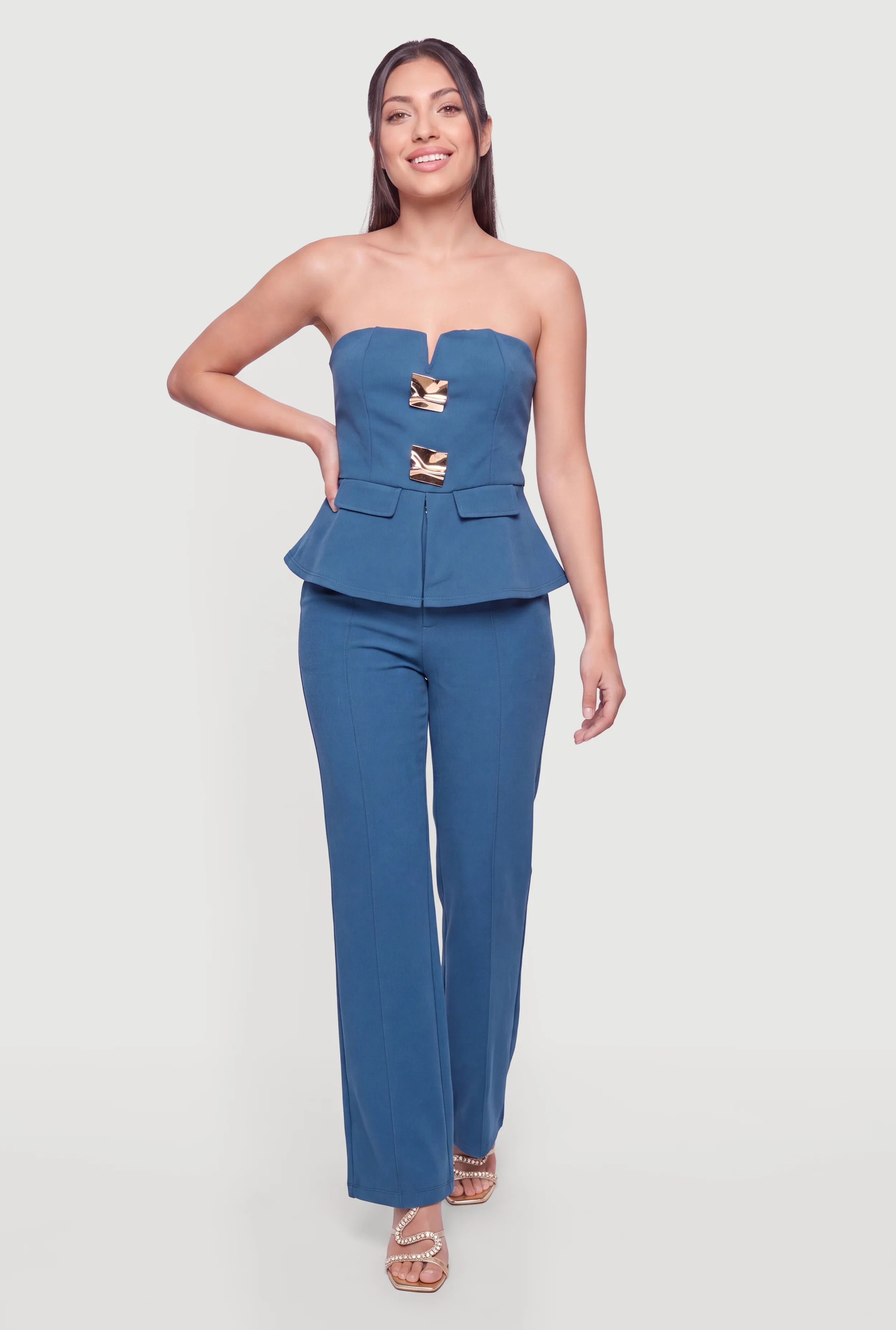 Crepe Knit Pintuck Detail Flare Leg Pull On Dress Pants