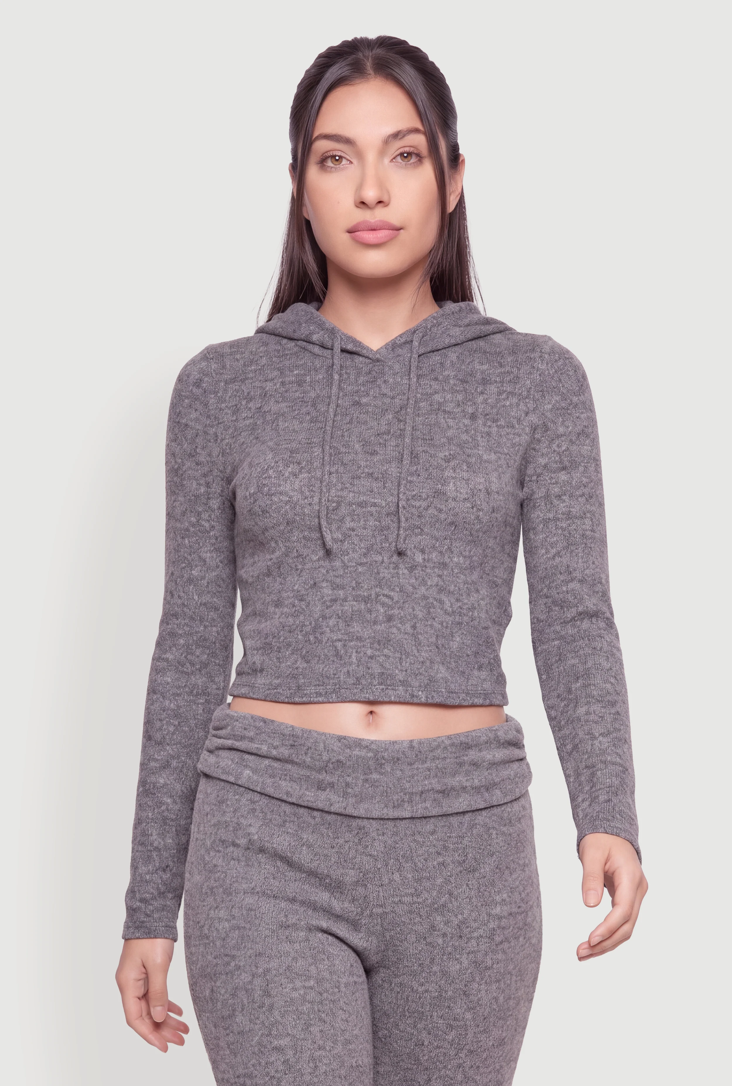 Brushed Knit Hooded Top