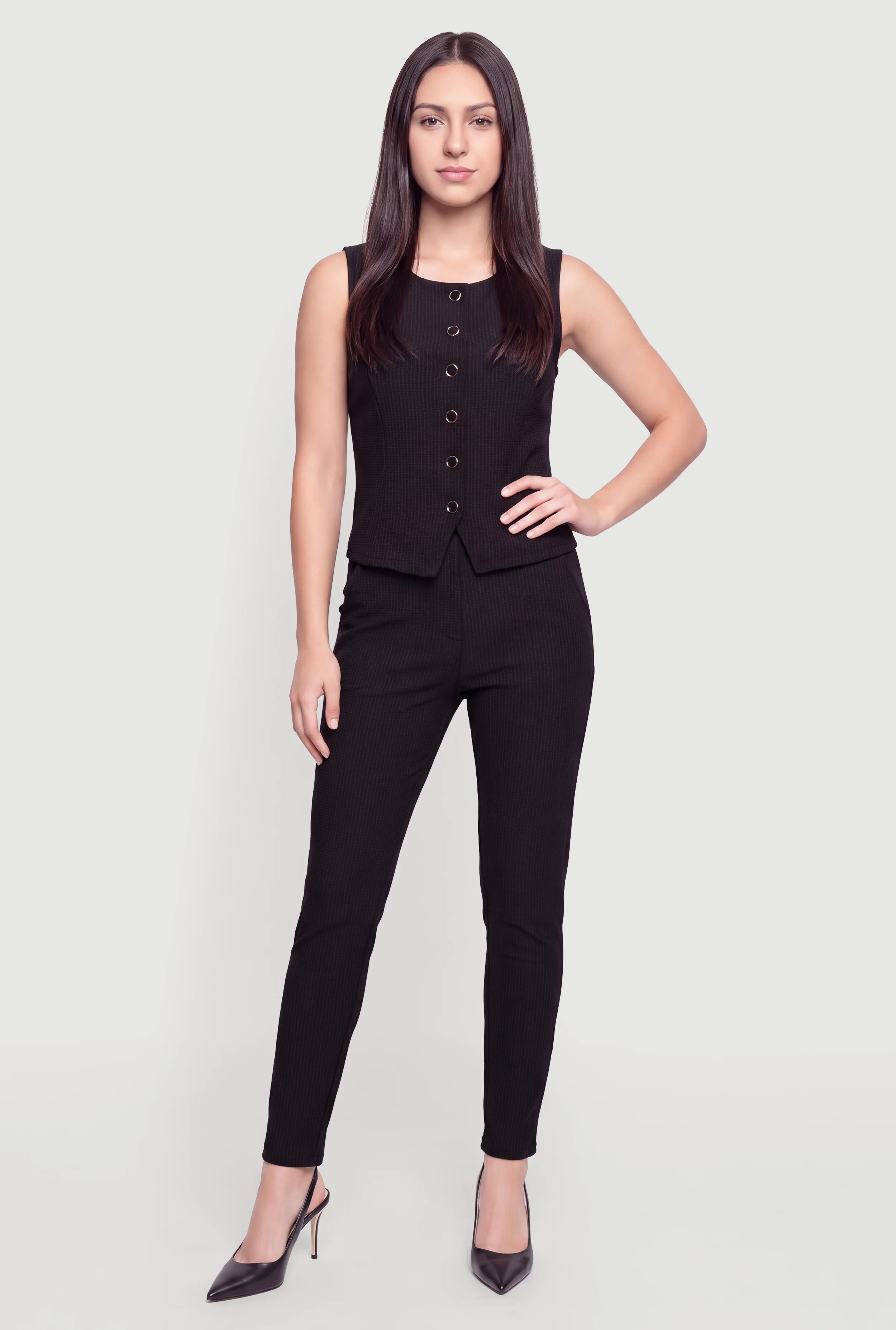 Scuba Windowpane Print Blazer Vest and Dress Pants
