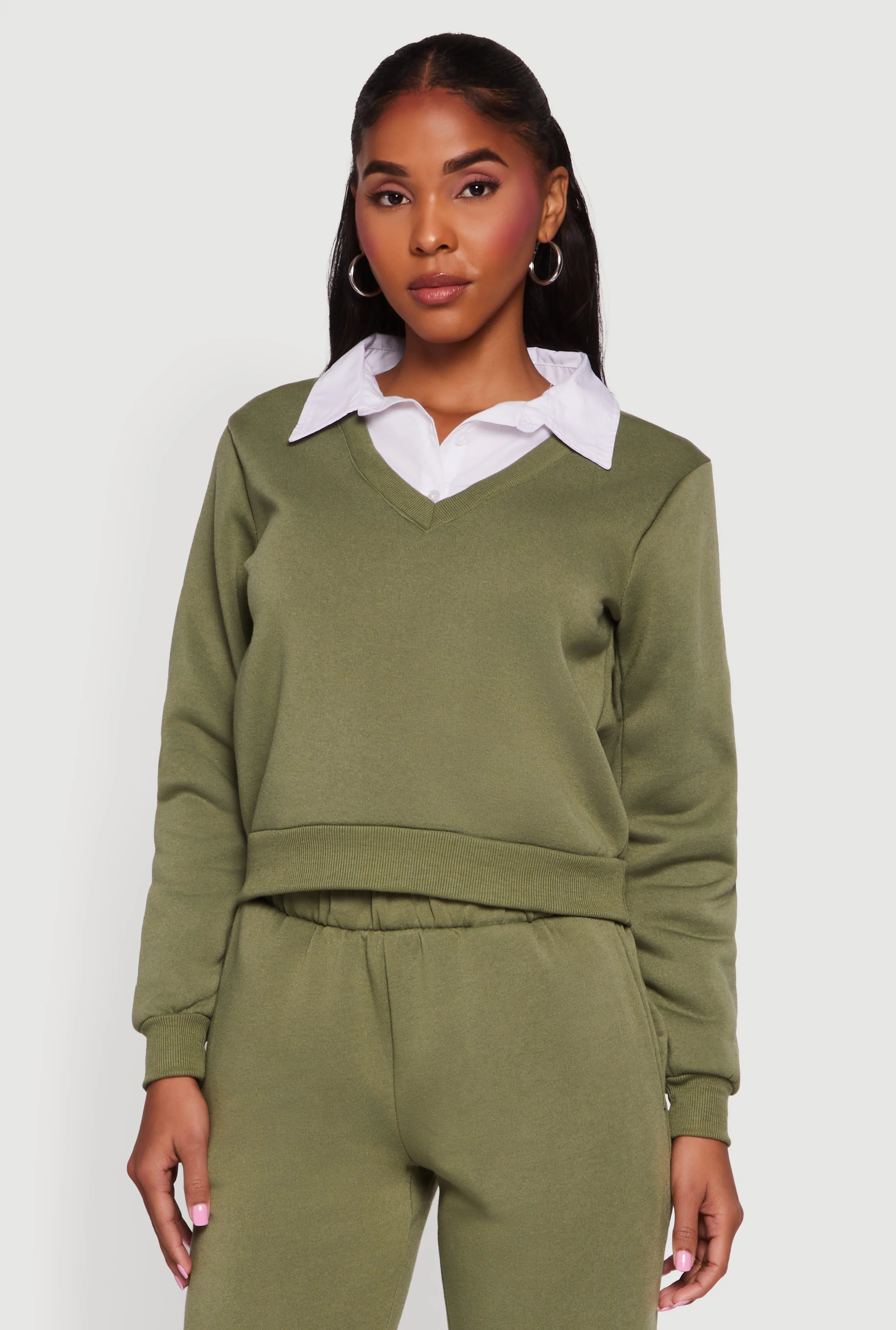 Color Block Layered Look Sweatshirt