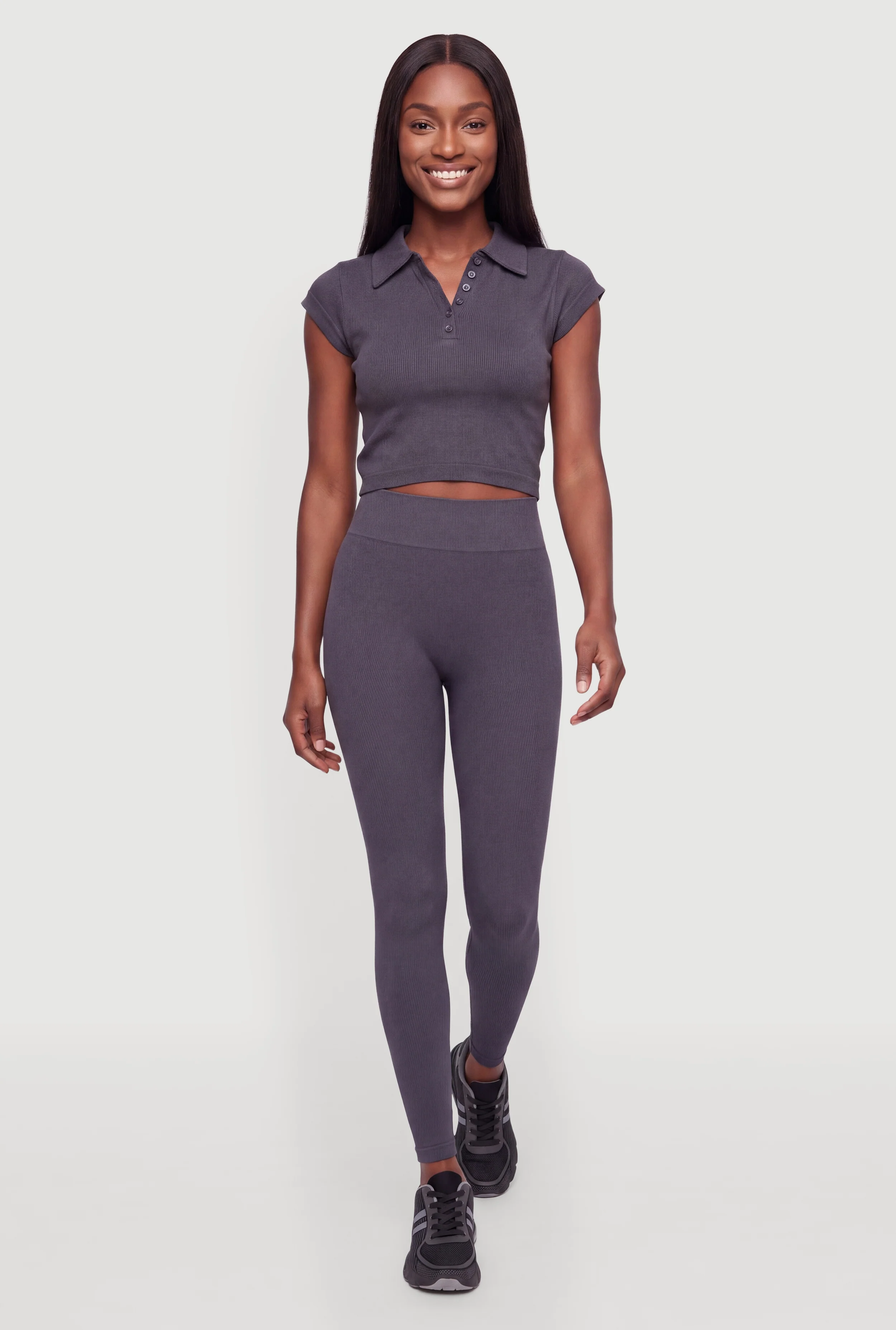 High Waisted Compression Rib Seamless Leggings