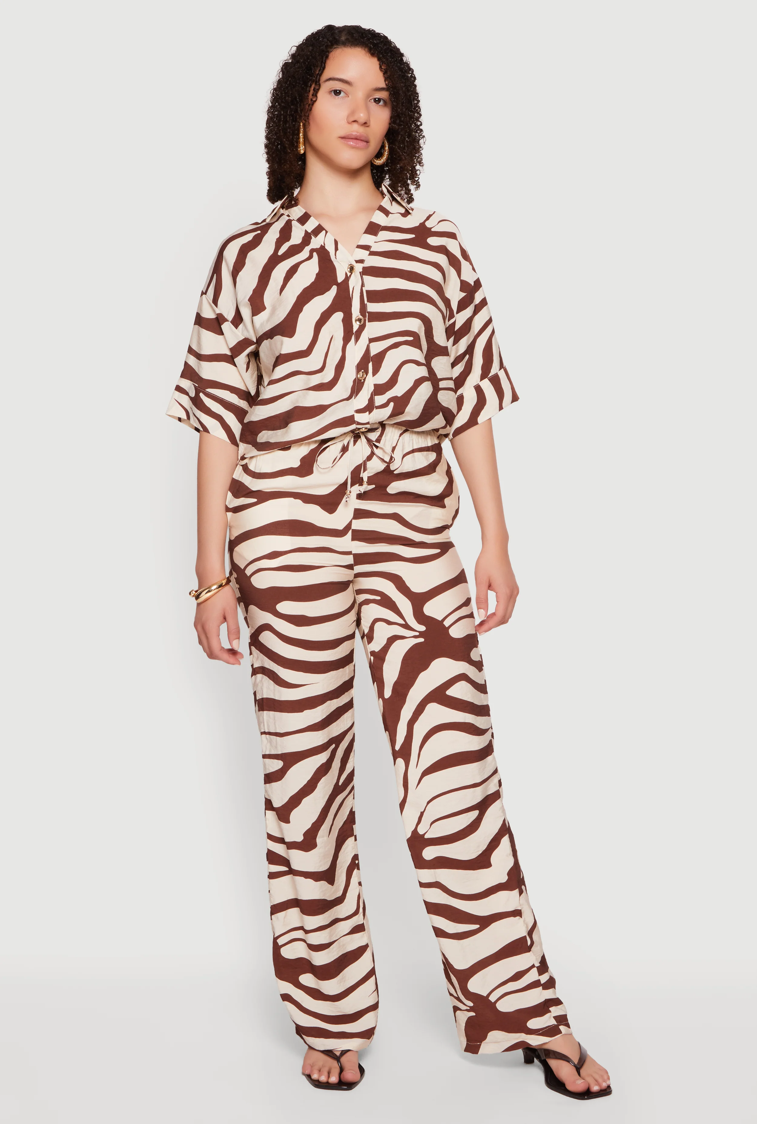 Crepe Knit High Waisted Zebra Print Pants
