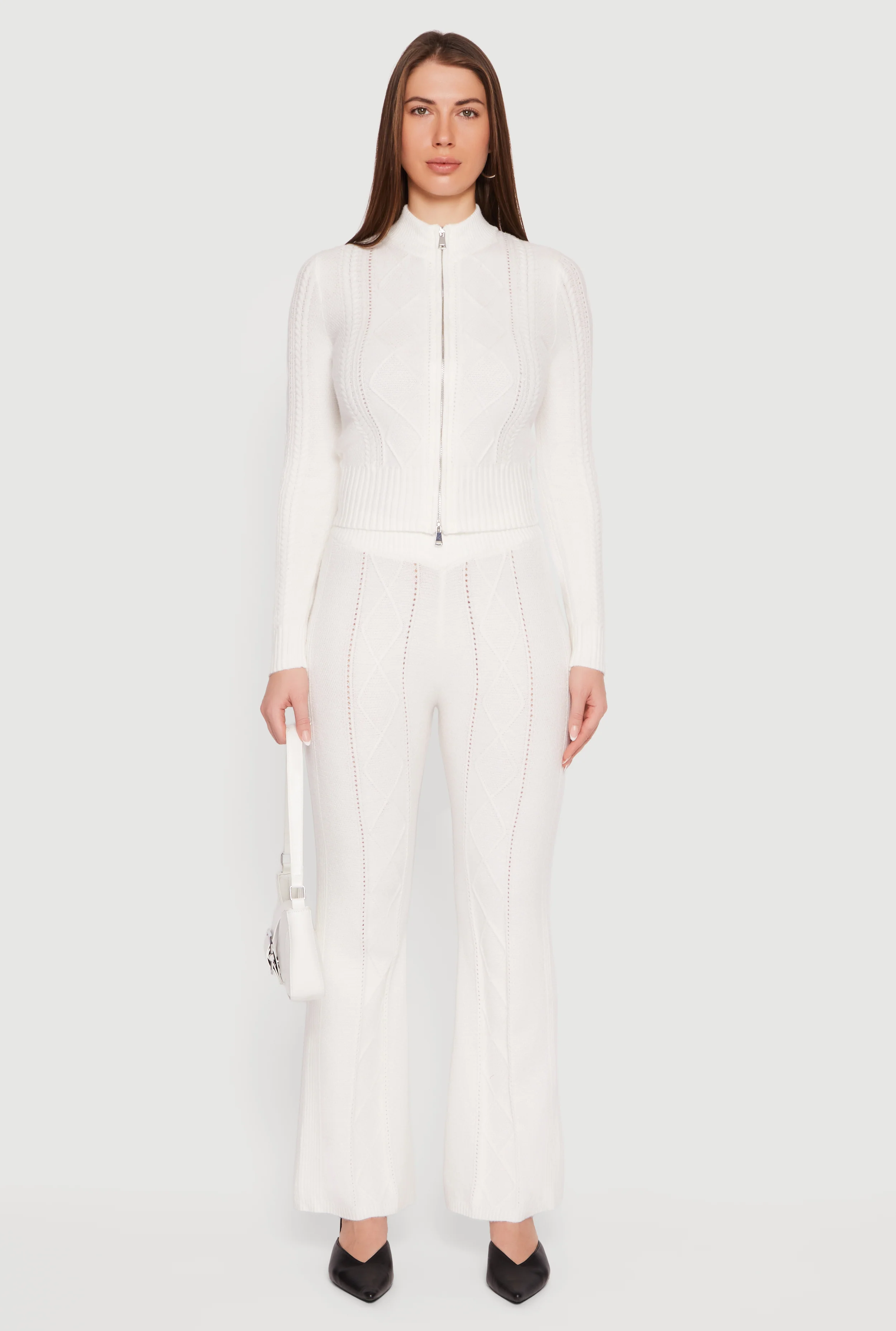 Almost Famous Cable Knit Pull On Flare Pants