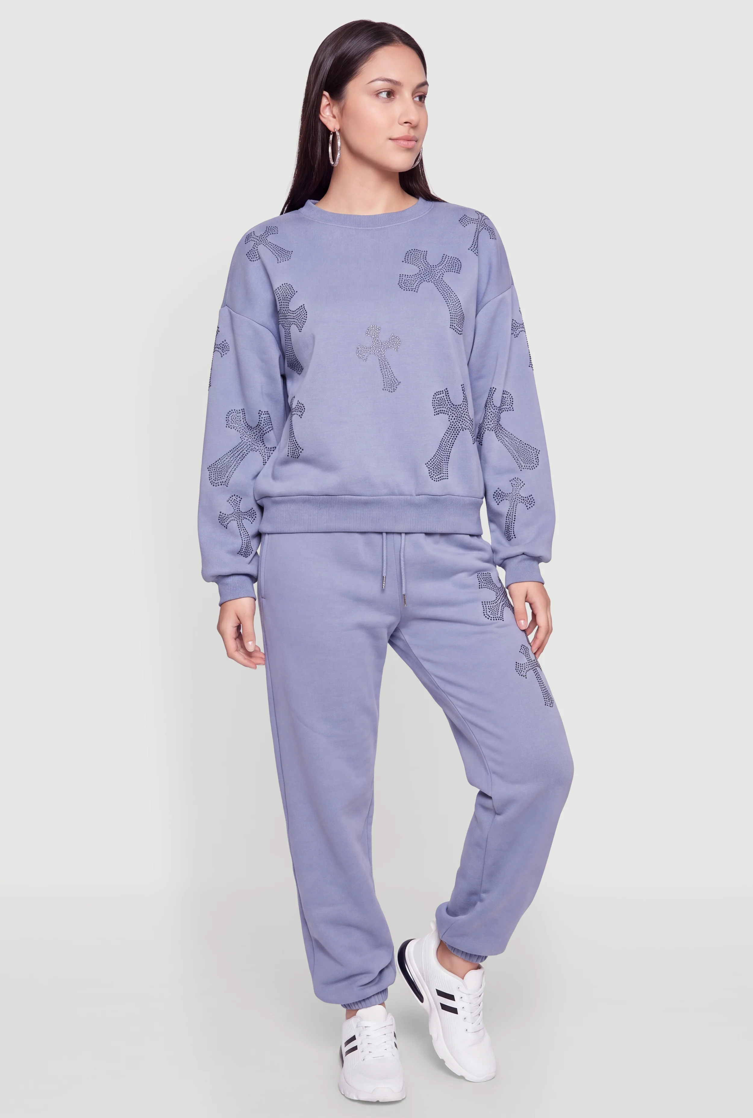 Rhinestone Graphic Drawstring Waist Sweatpants