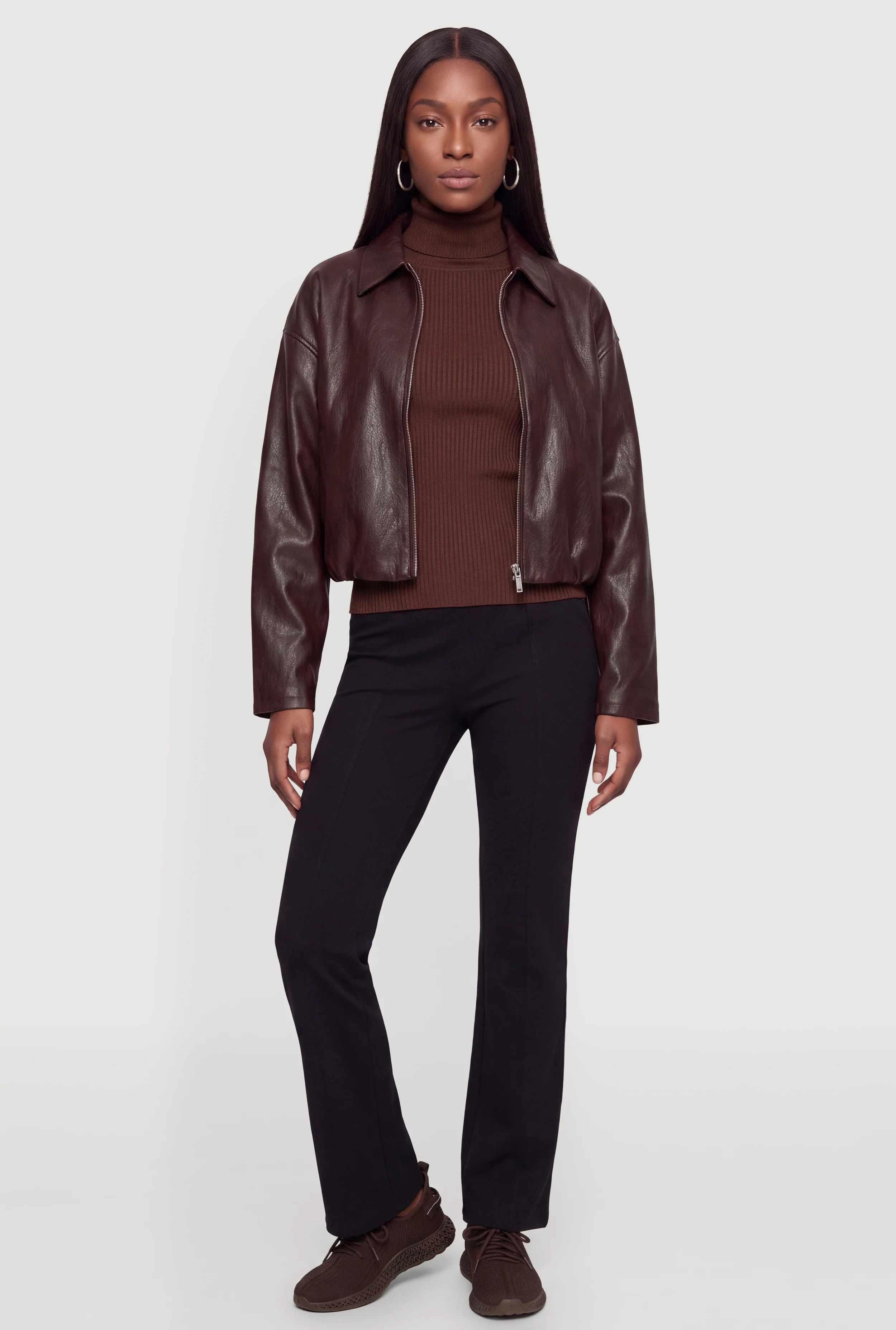 Faux Leather Bomber Jacket