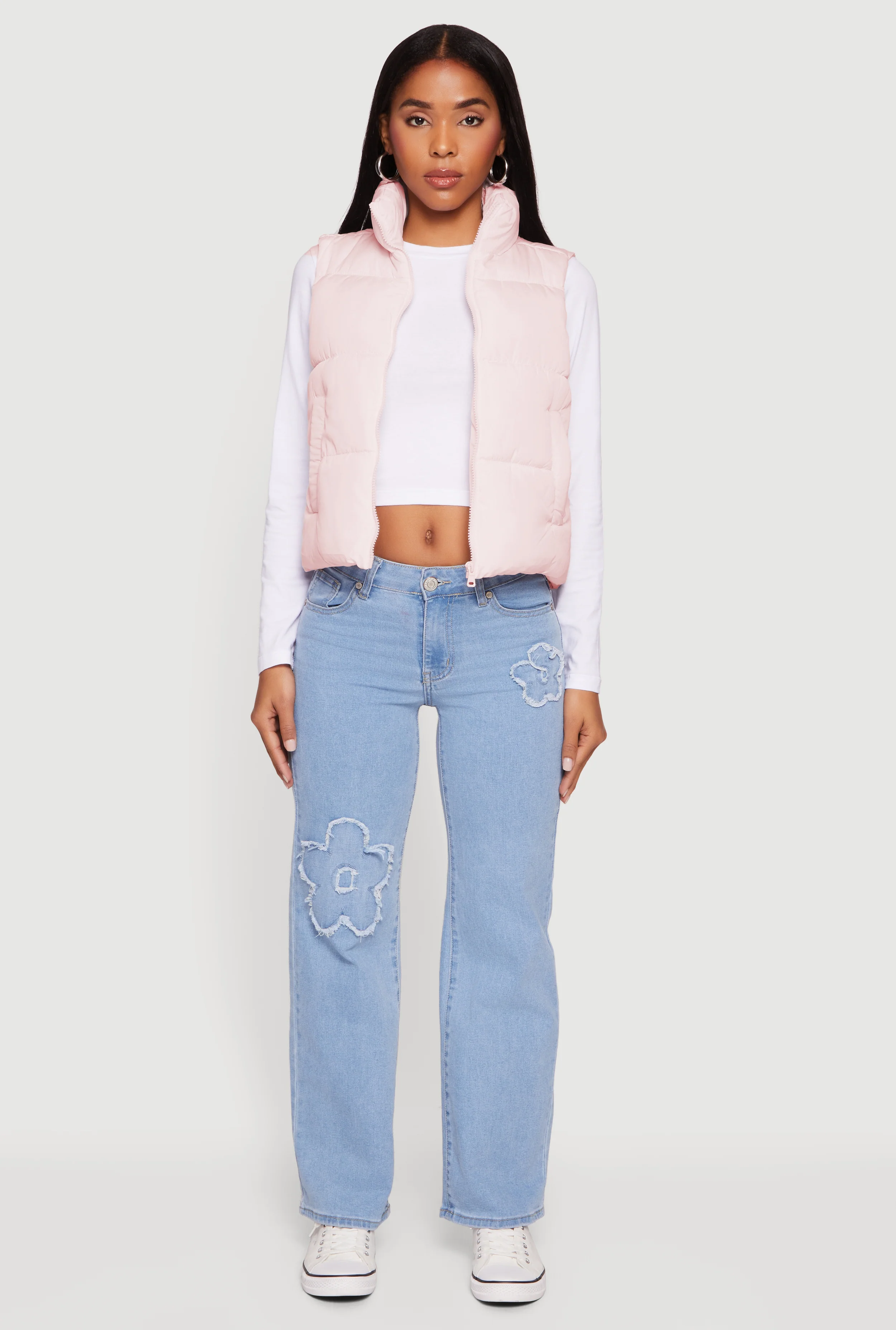 Almost Famous Mock Neck Zip Front Puffer Vest