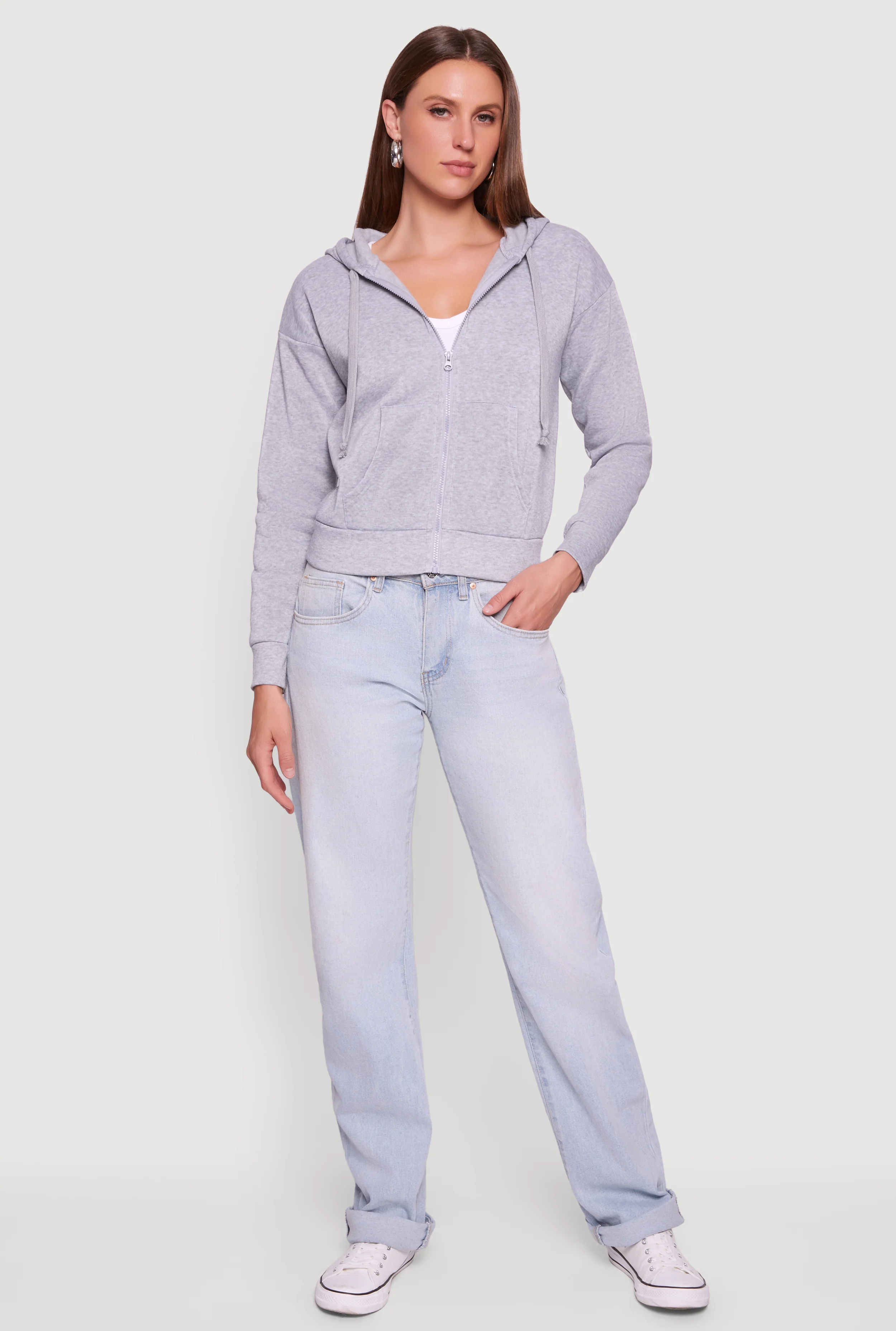 Fleece Zip Front Hooded Sweatshirt