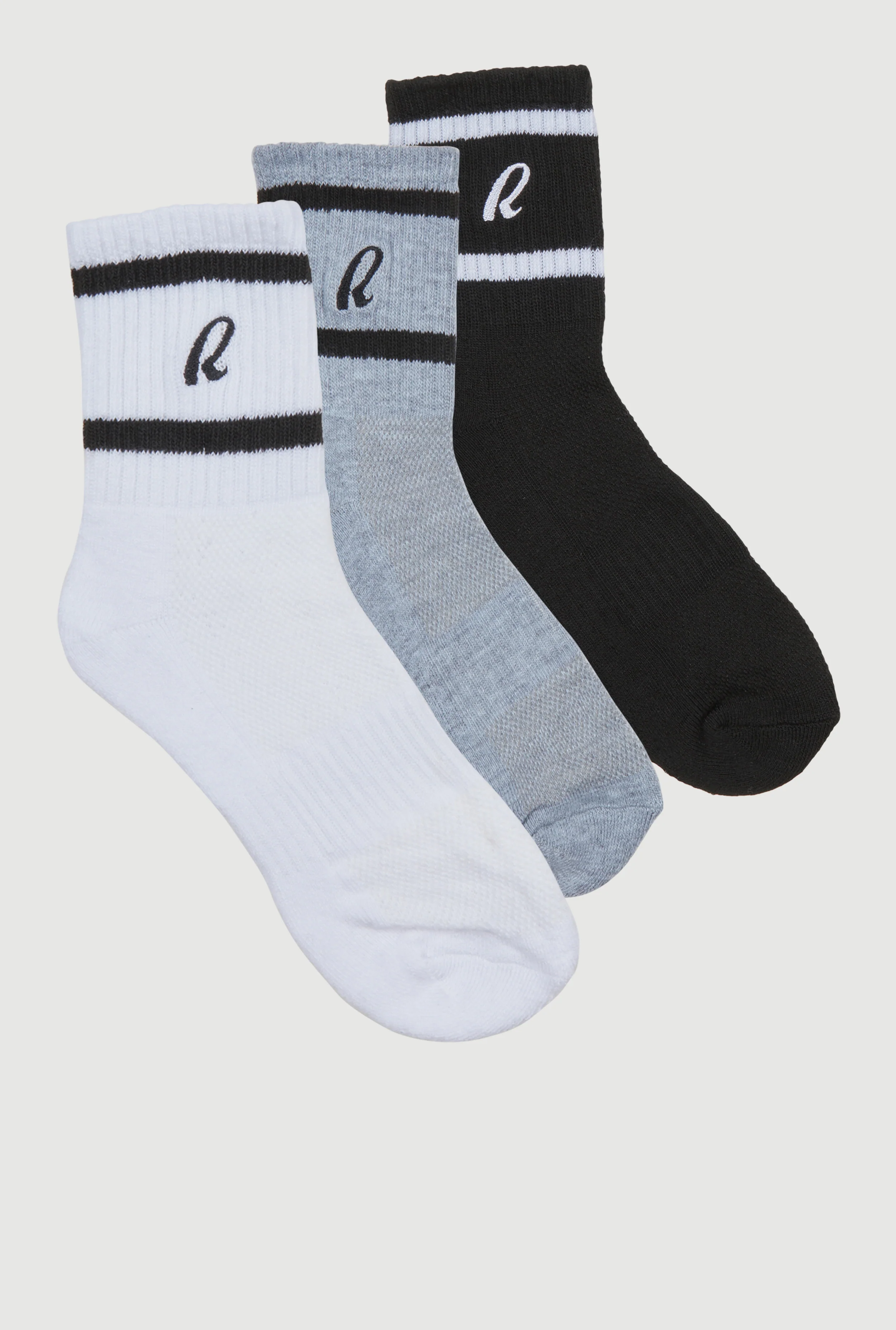 R Collection Cushion Mid-Crew Socks 3 Pack