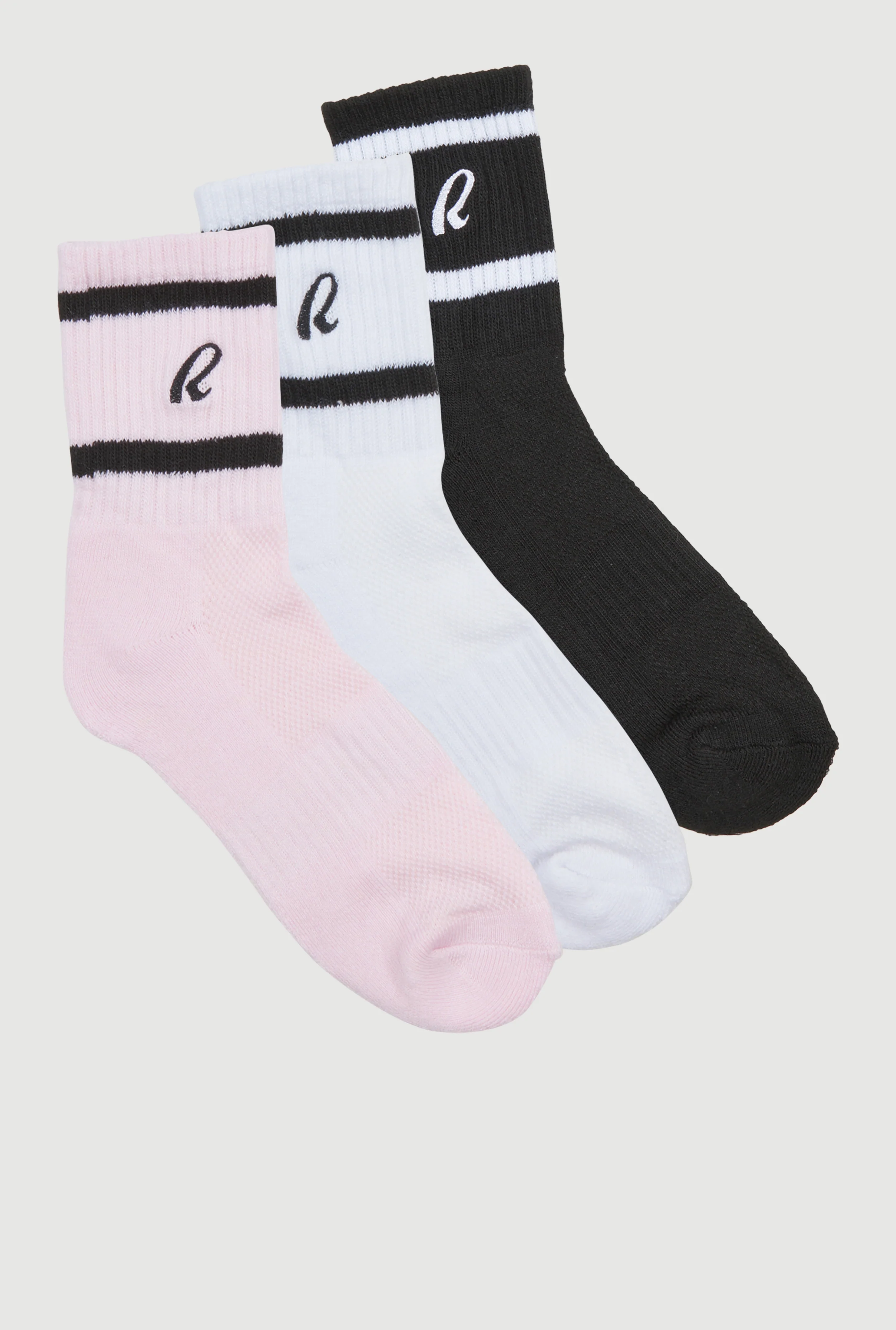 R Collection Cushion Mid-Crew Socks 3 Pack