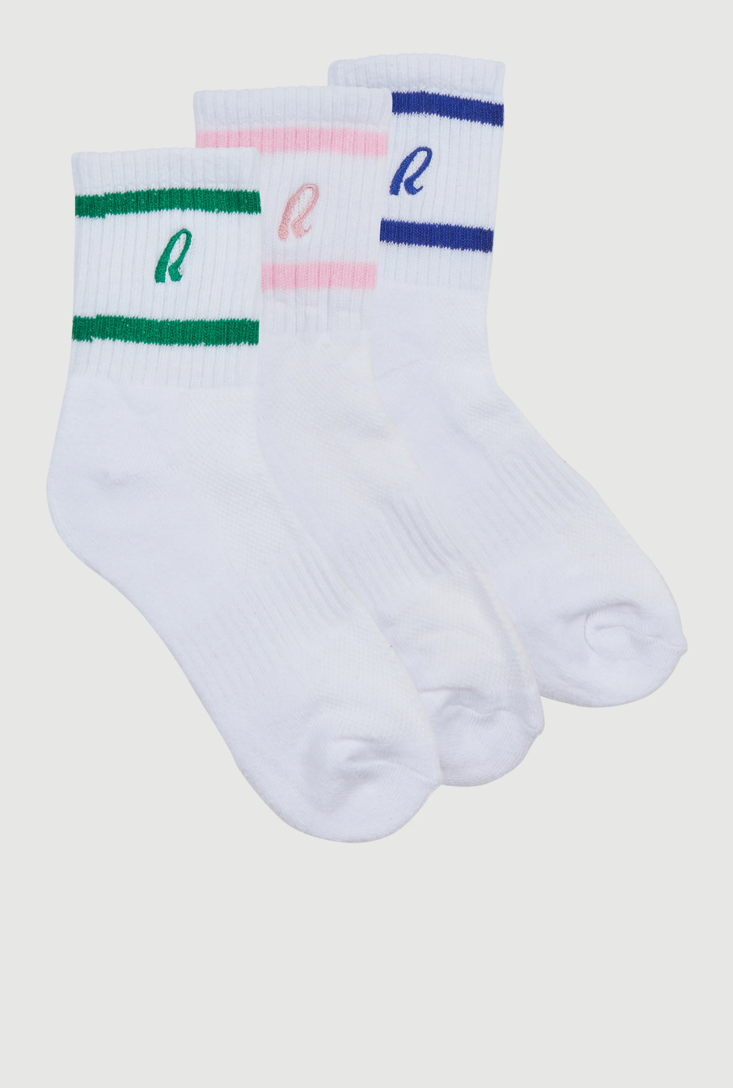 R Collection Cushion Mid-Crew Socks 3 Pack