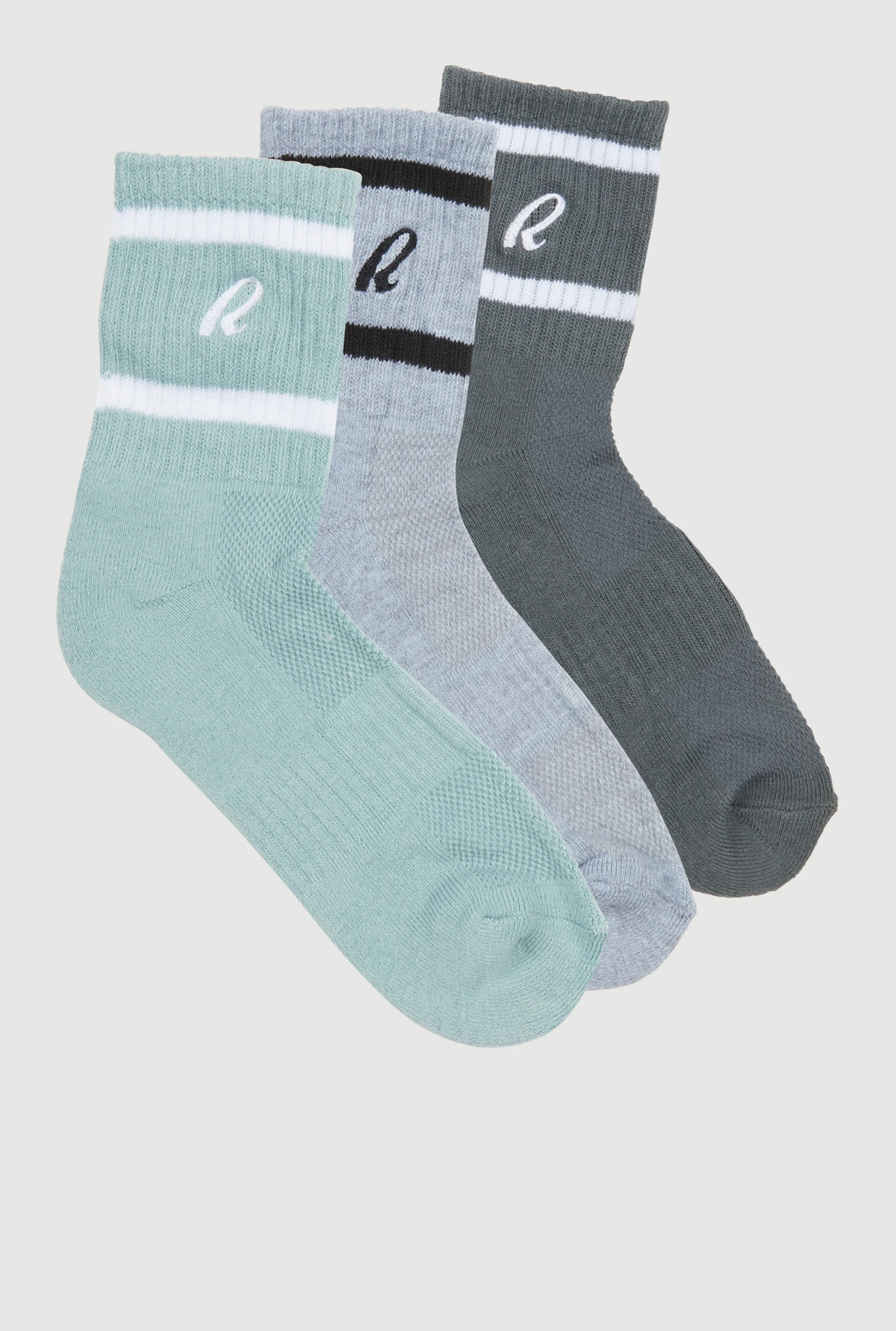 R Collection Cushion Mid-Crew Socks 3 Pack