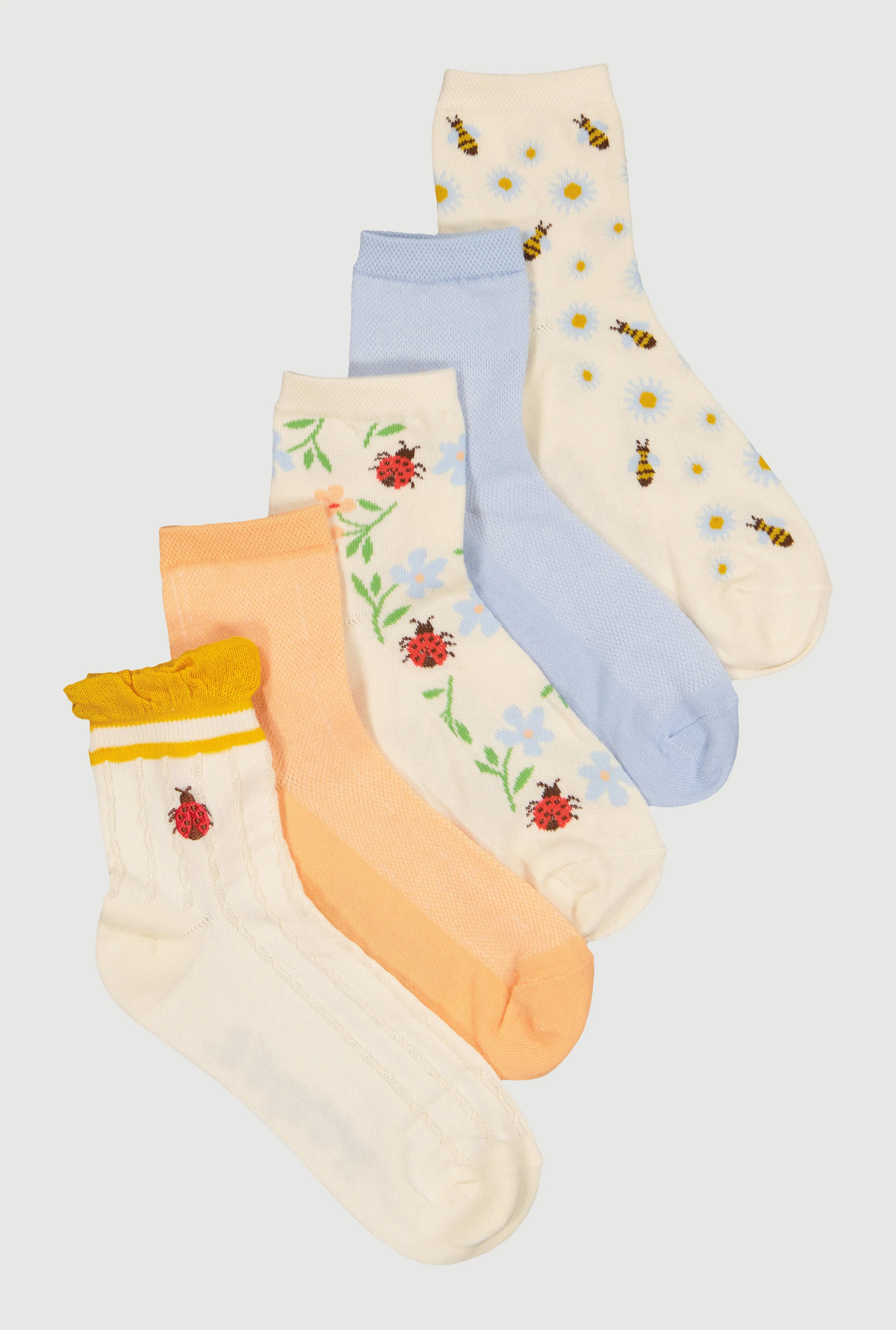 Assorted Patterned Socks 5 Pack Size 4-10