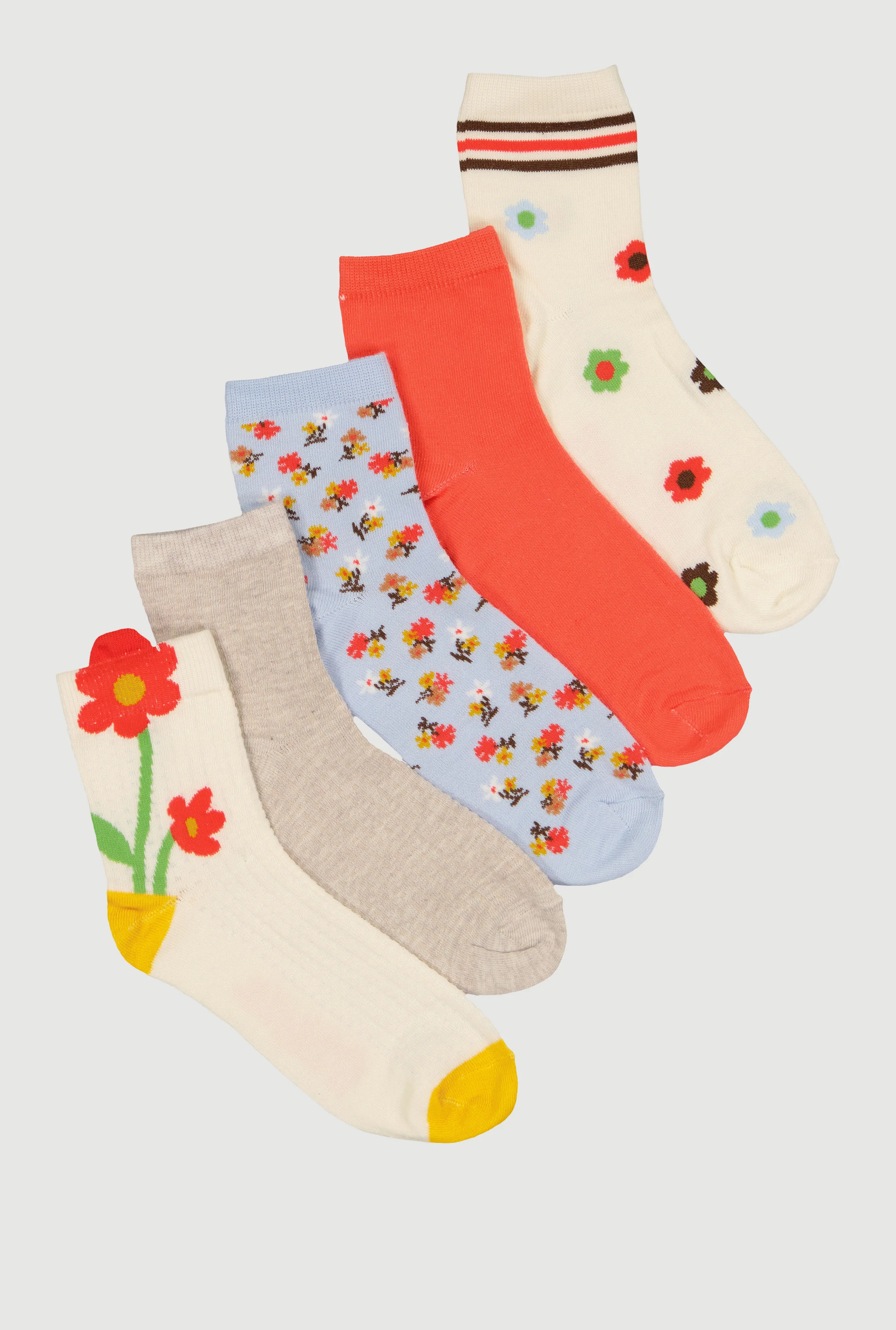 Assorted Quarter Socks 5 Pack Size 4-10