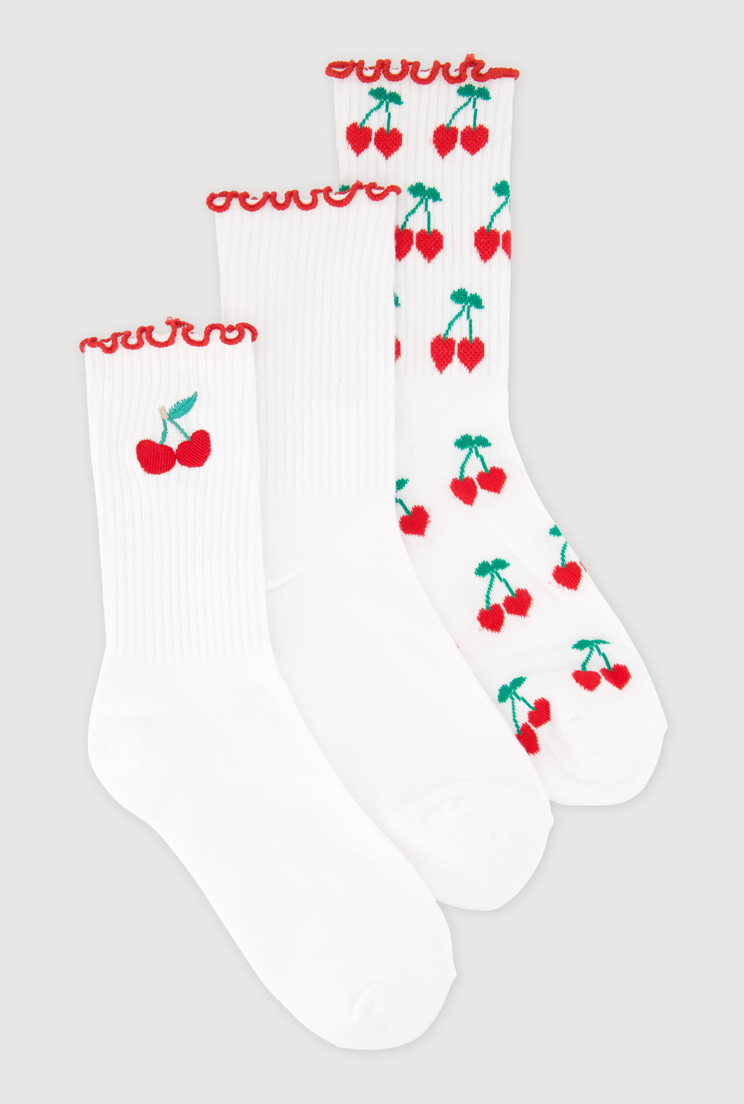 Lettuce Edge Cherry Print Socks