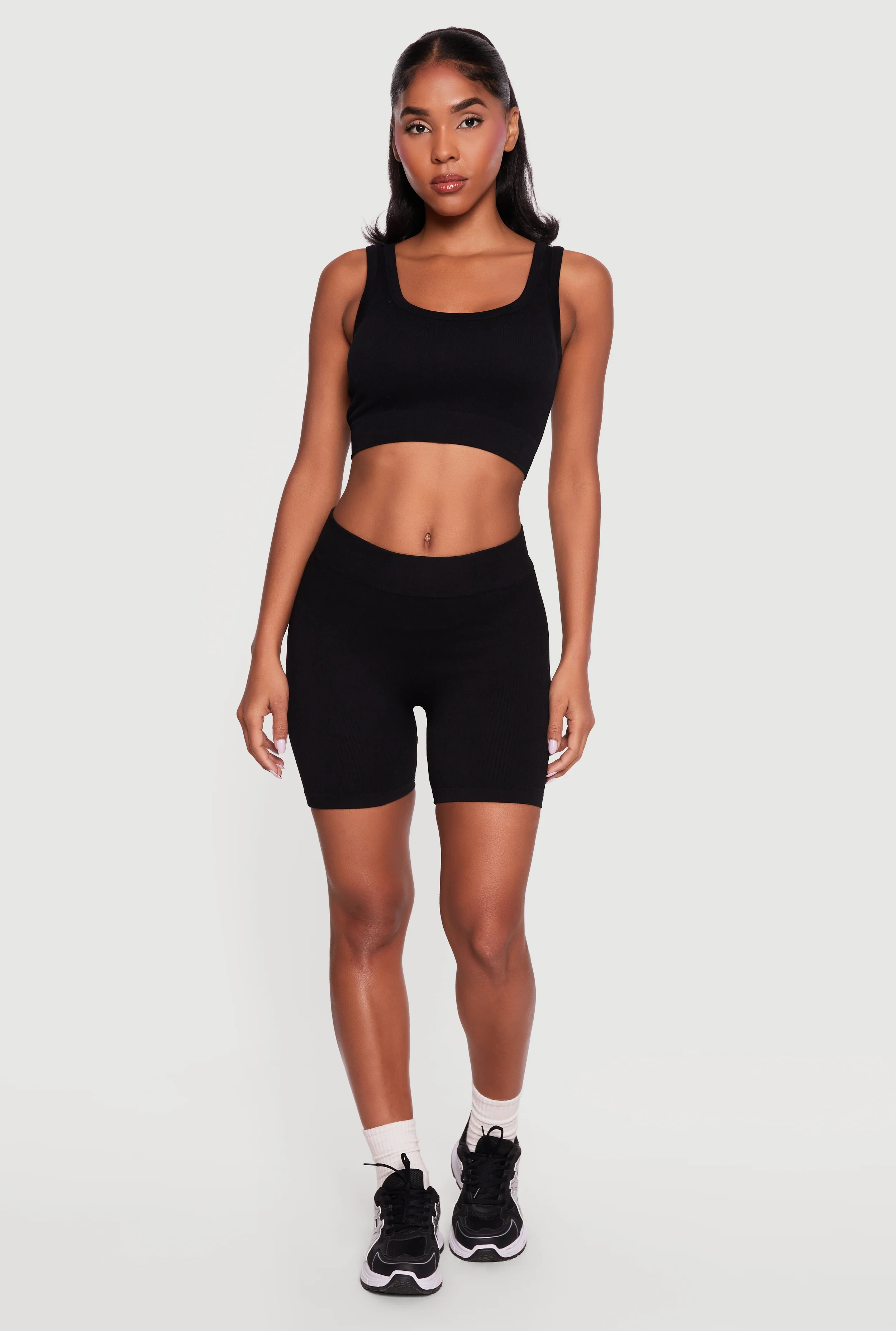Ribbed Knit Seamless Biker Shorts