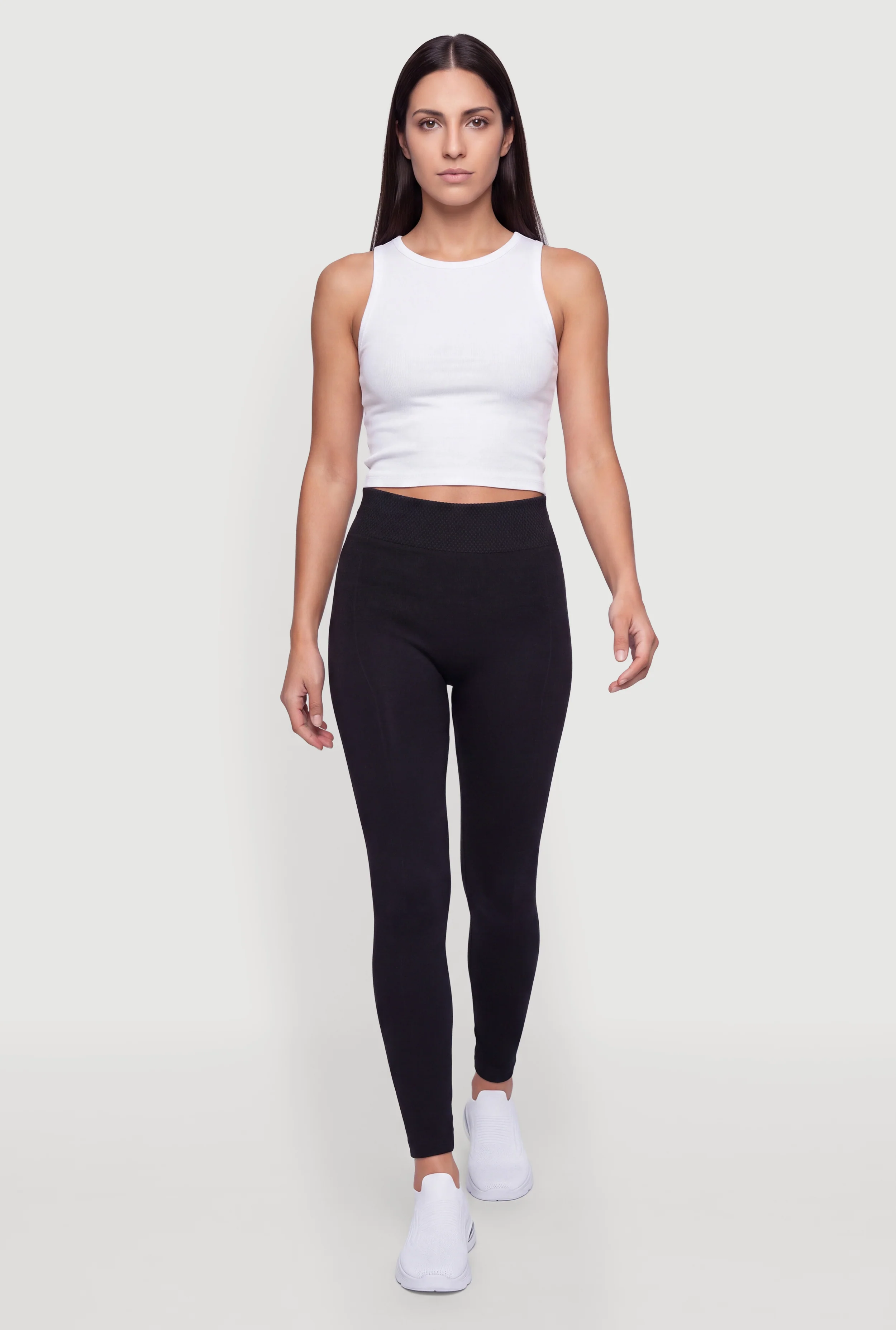 Textured Knit High Waisted Fleece Lined Leggings