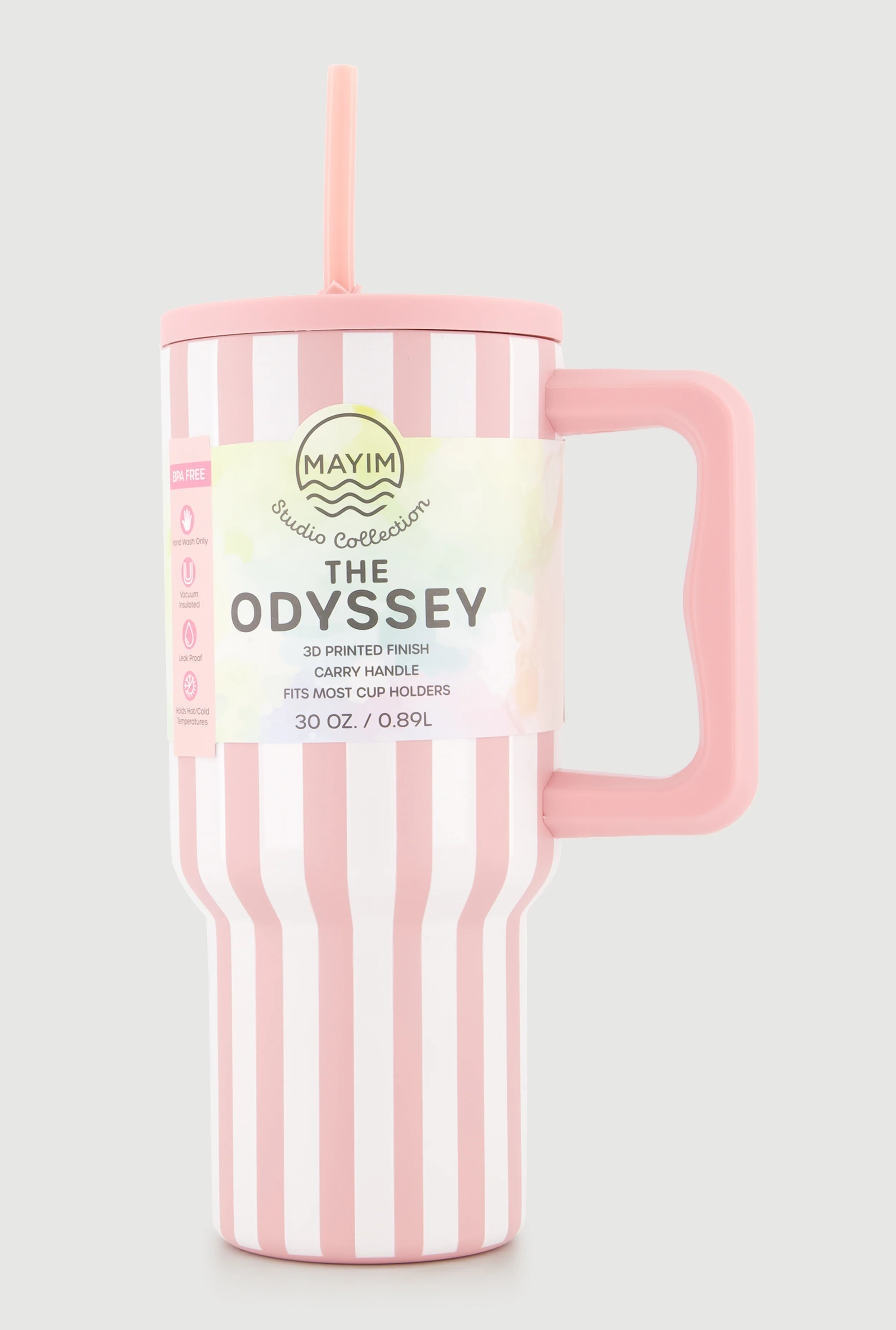 Striped Tumbler with Straw