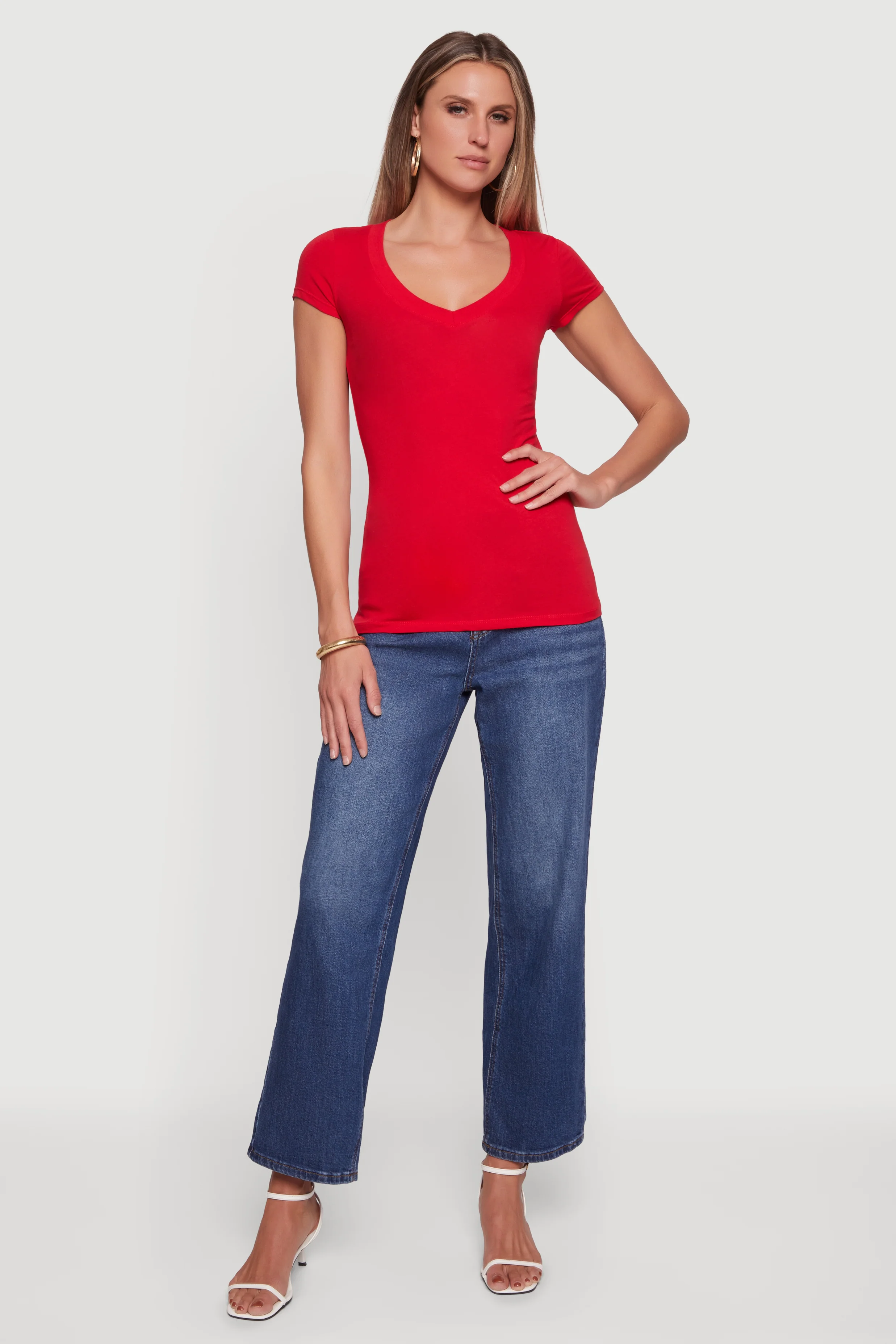 V Neck Short Sleeve T Shirt