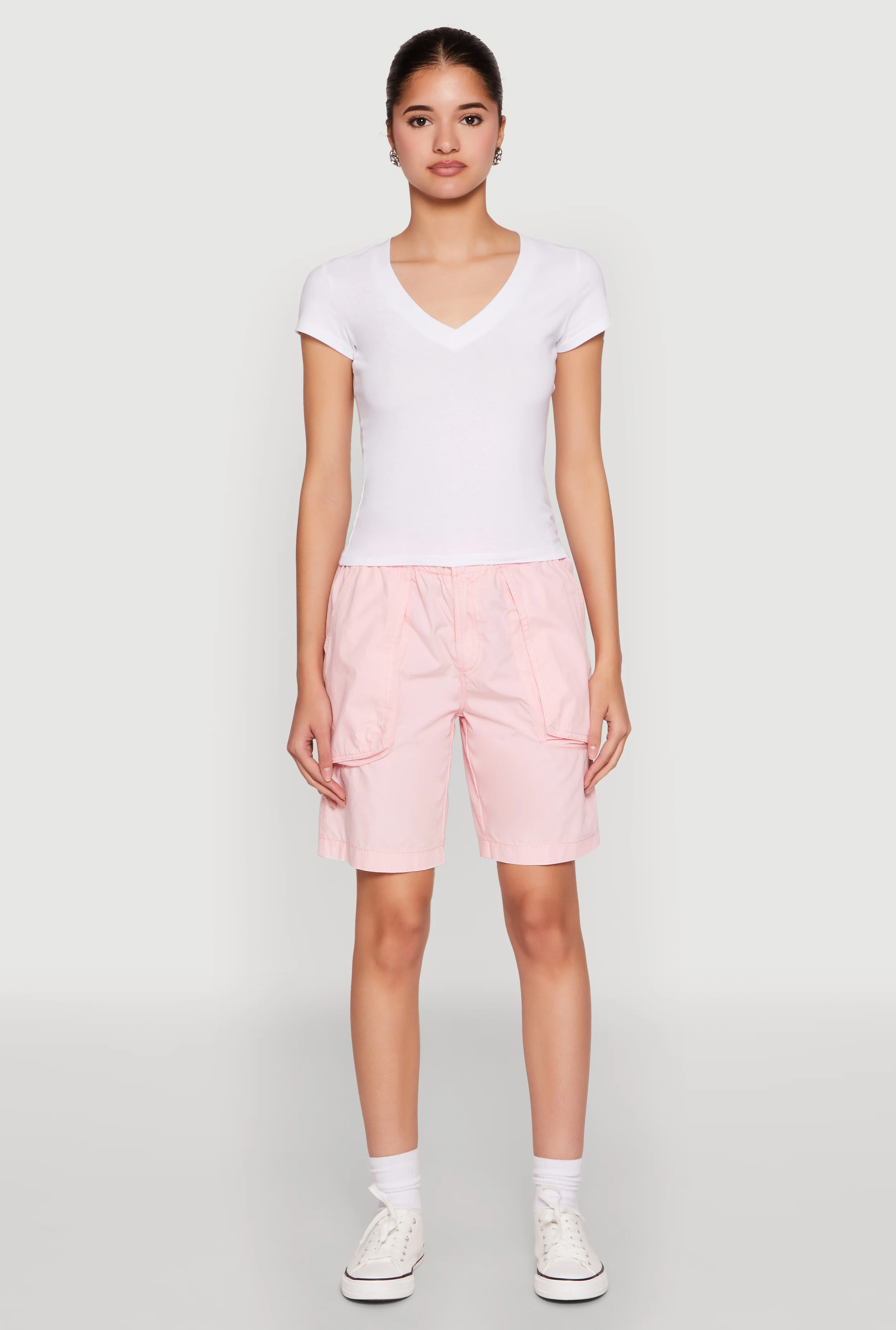 V Neck Short Sleeve Basic Tee
