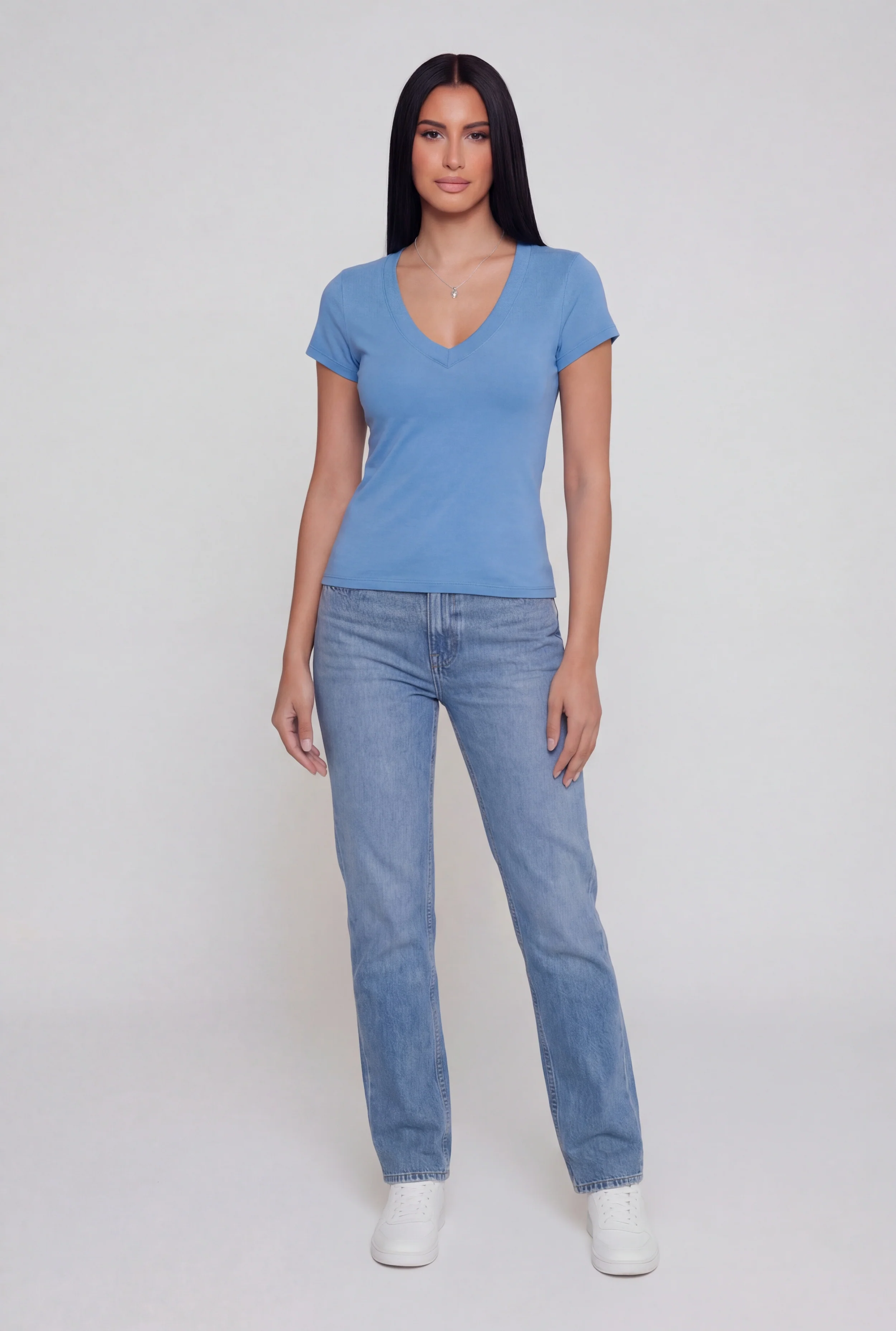 V Neck Short Sleeve Basic Tee