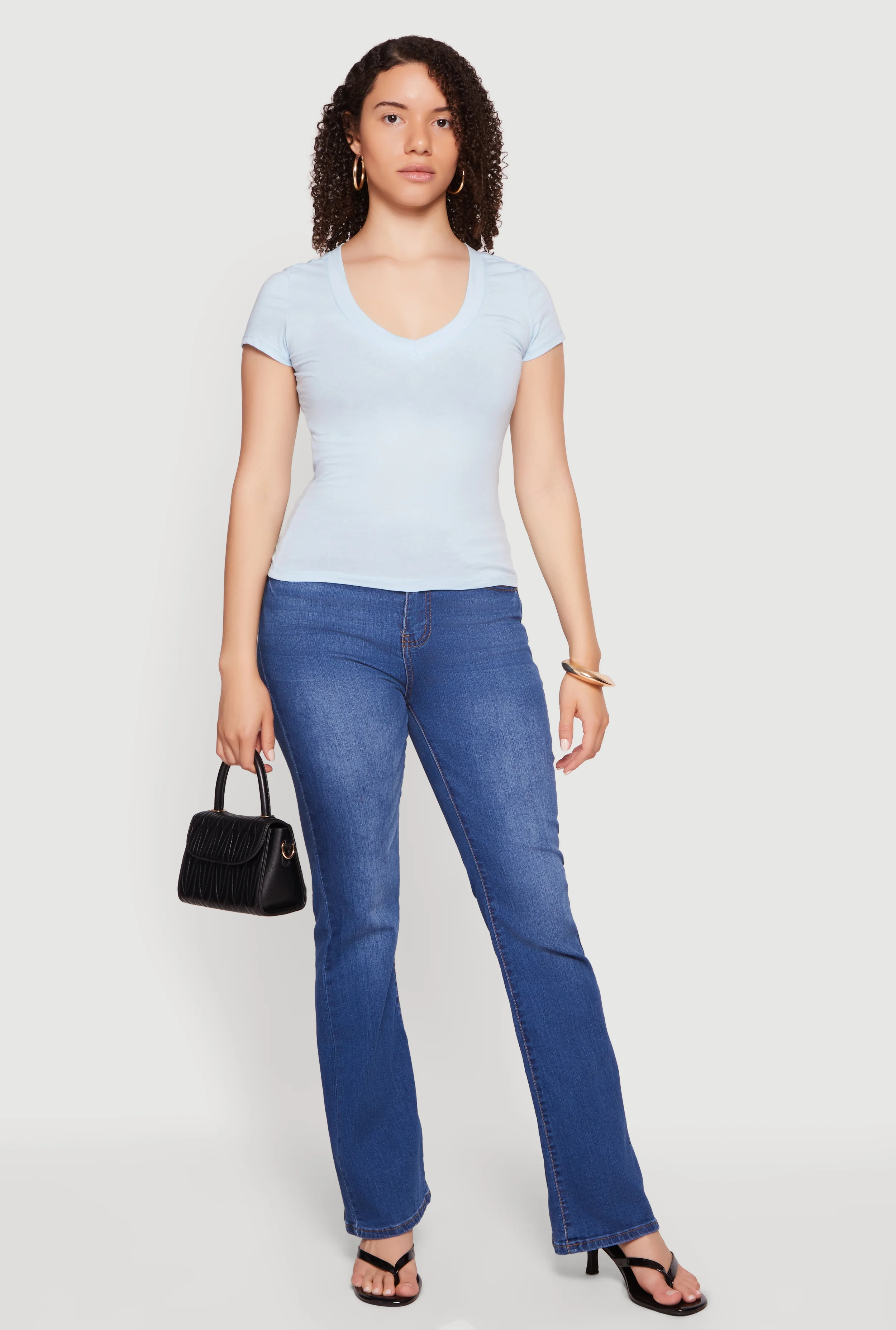 V Neck Short Sleeve Basic Tee