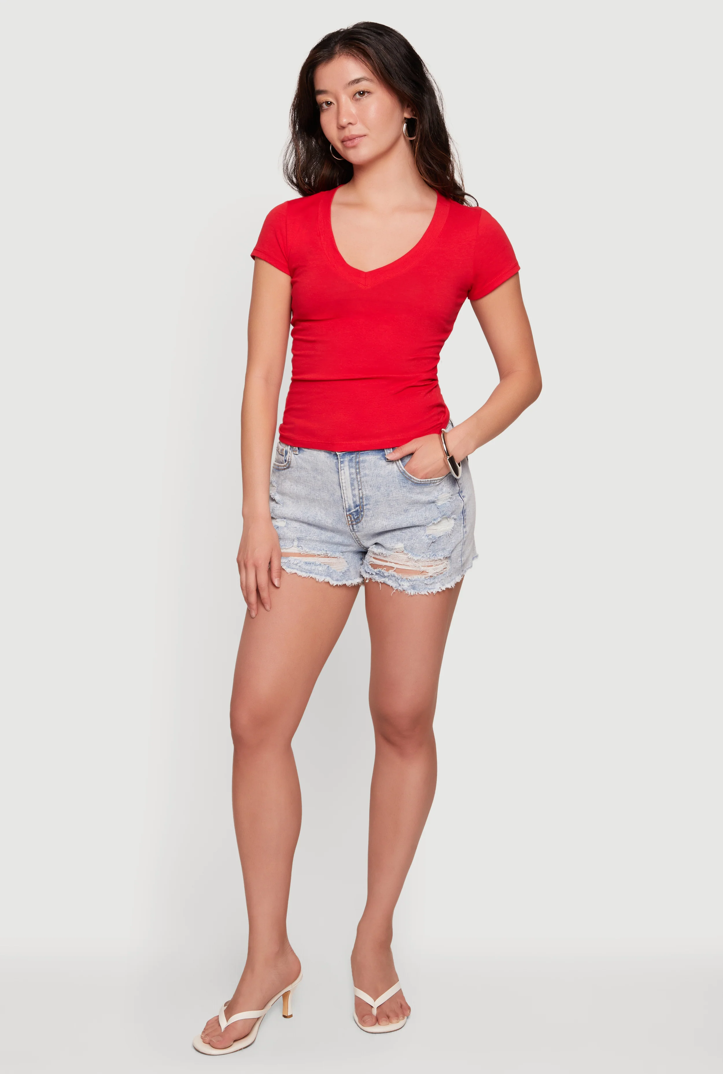 Basic V Neck Short Sleeve T Shirt