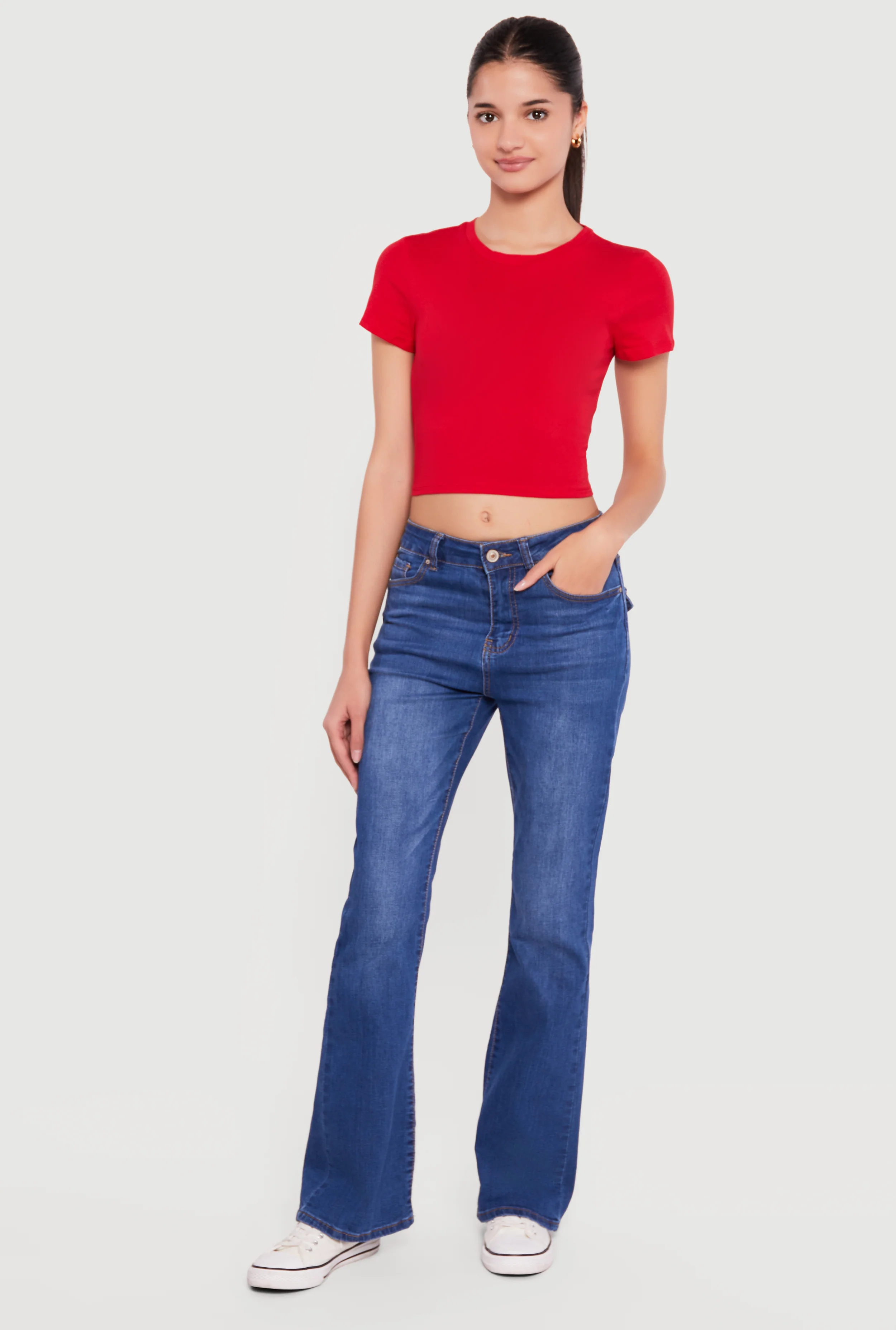 Basic Short Sleeve Cropped Tee