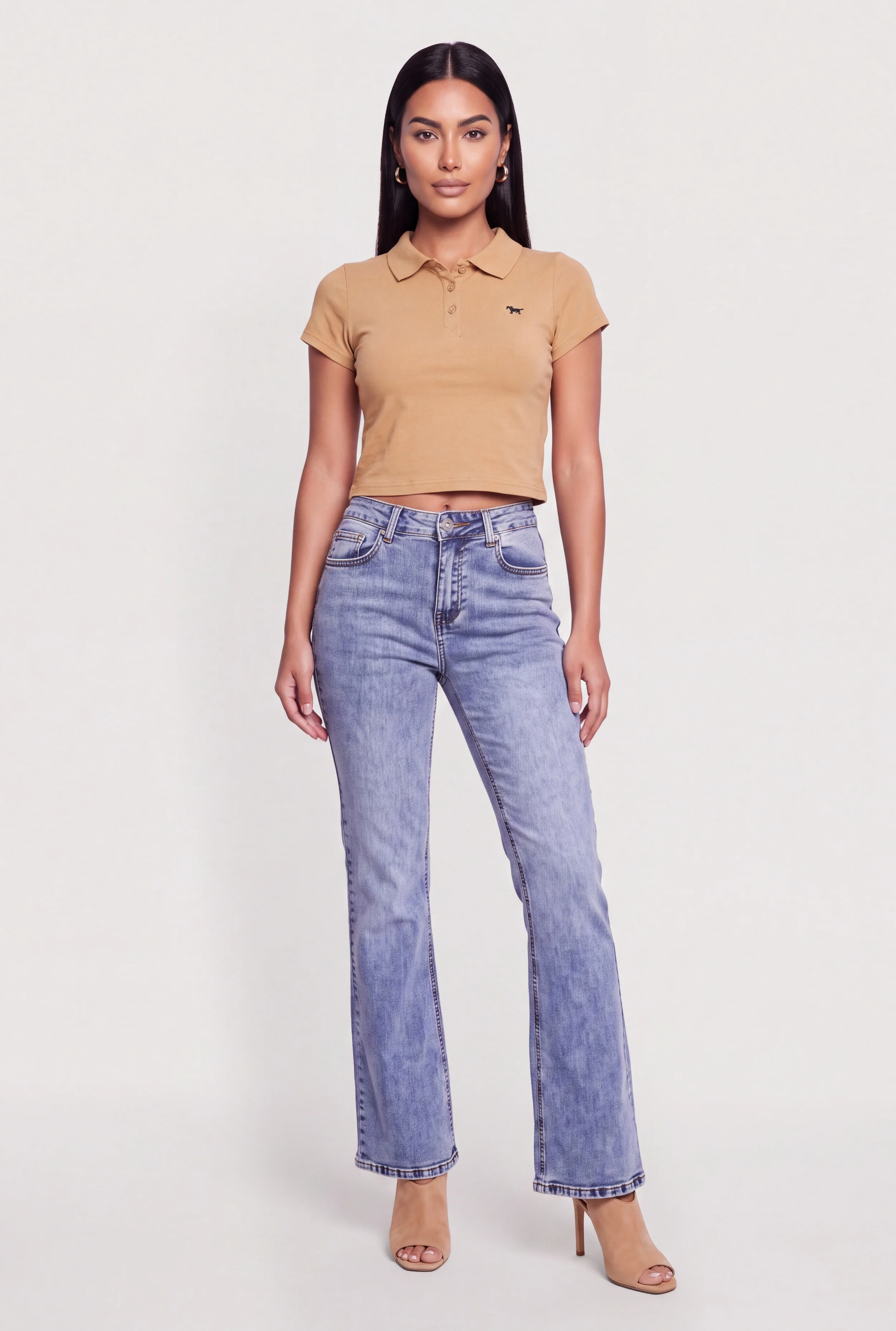 Short Sleeve Cropped Polo Top