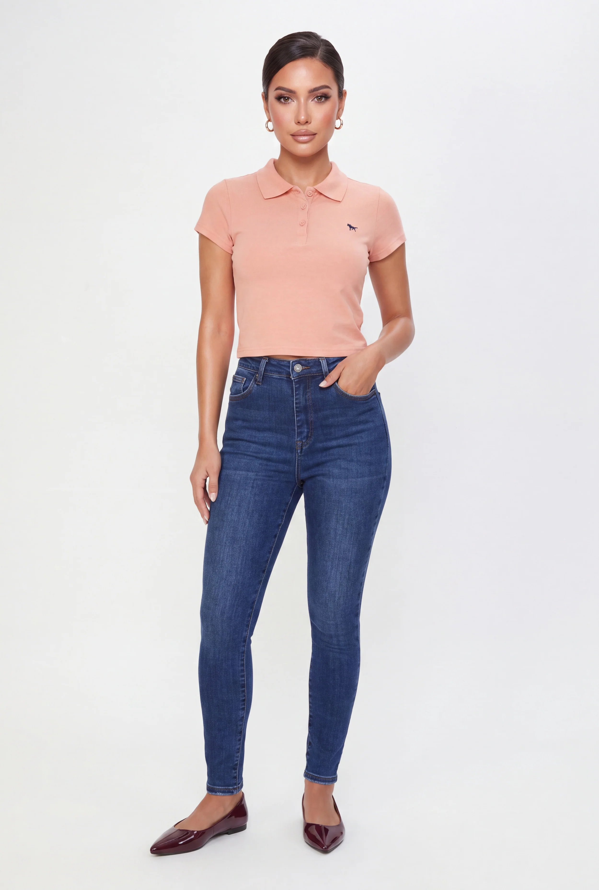 Short Sleeve Cropped Polo Top