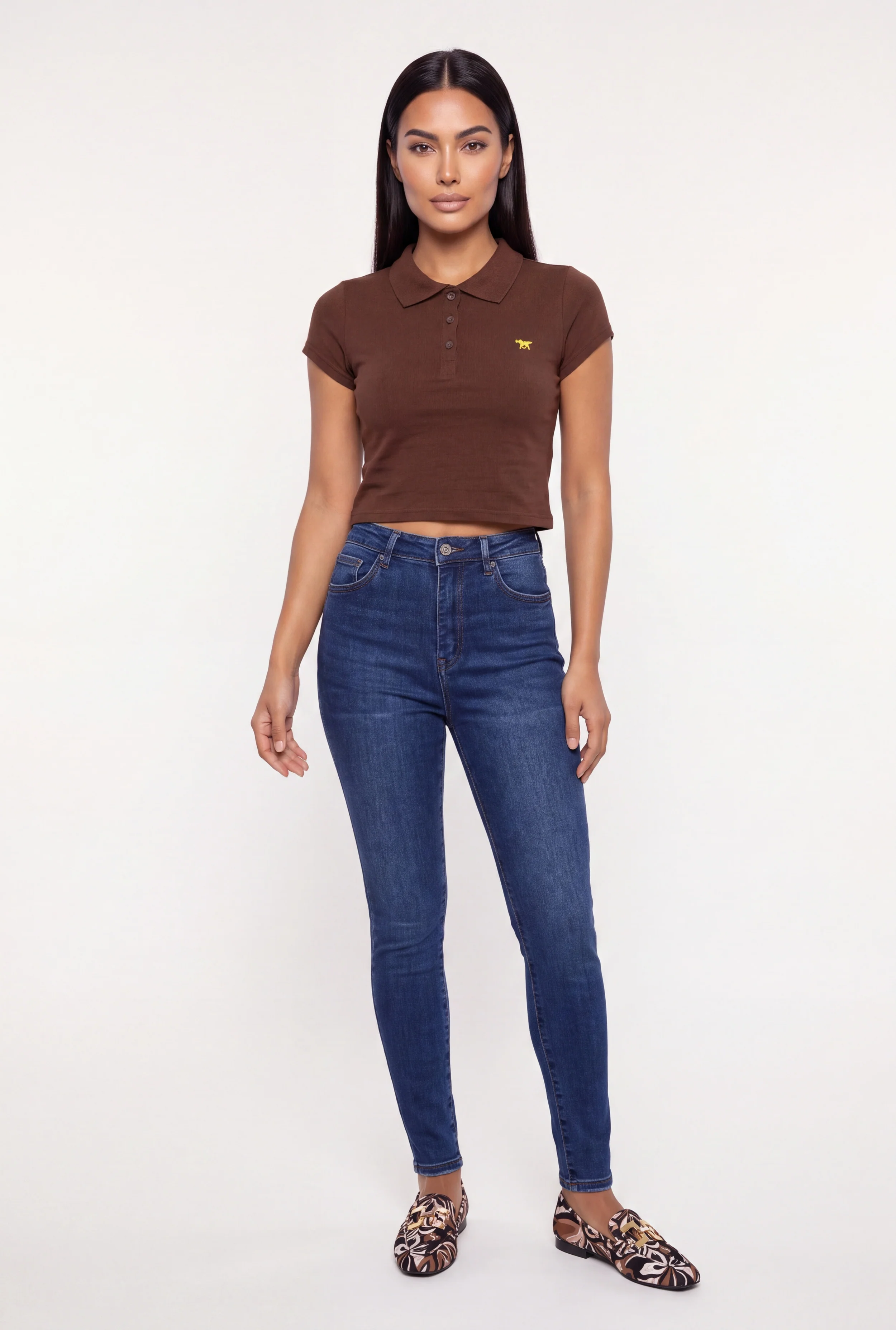 Short Sleeve Cropped Polo Top
