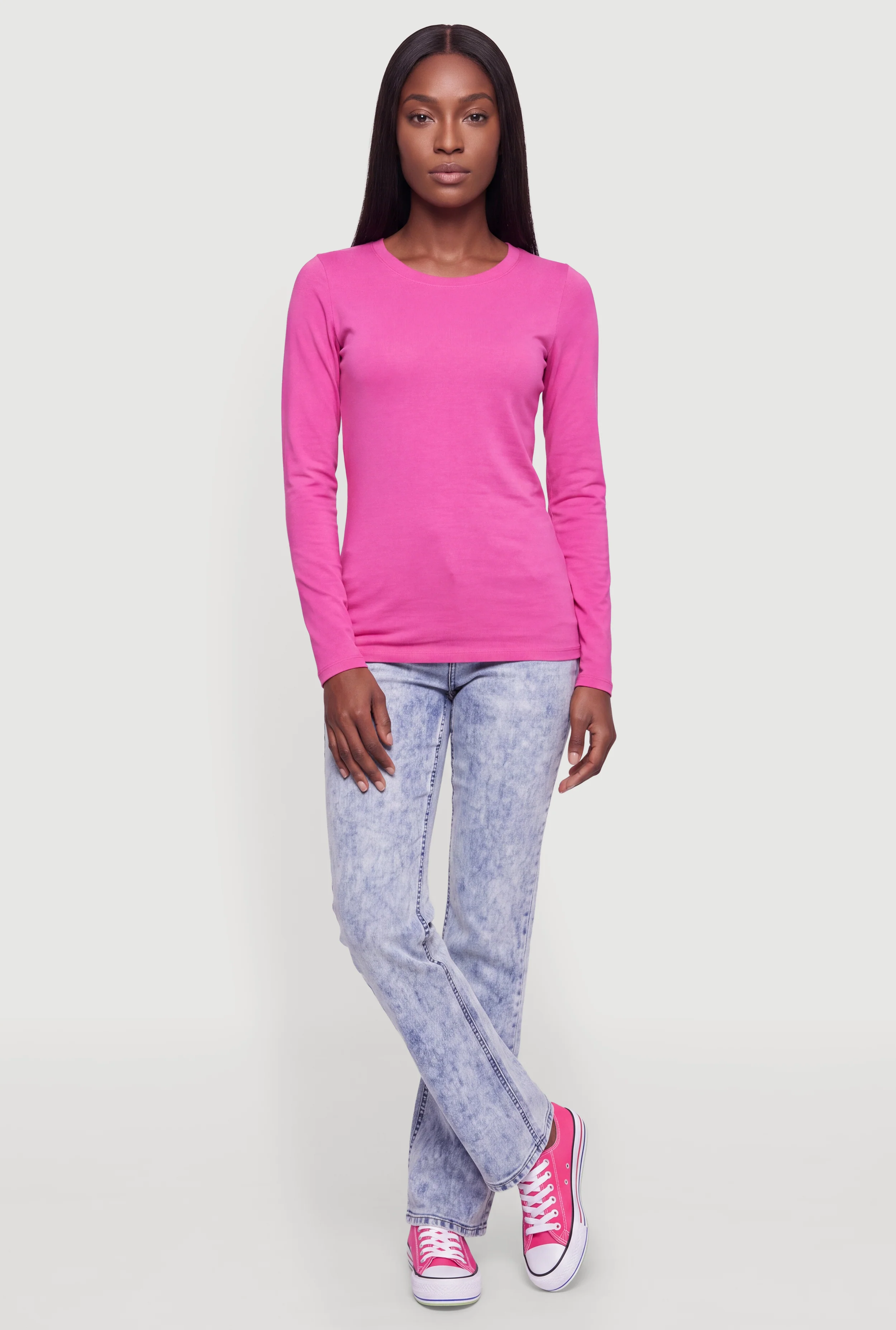 Basic Long Sleeve Crew Neck T Shirt