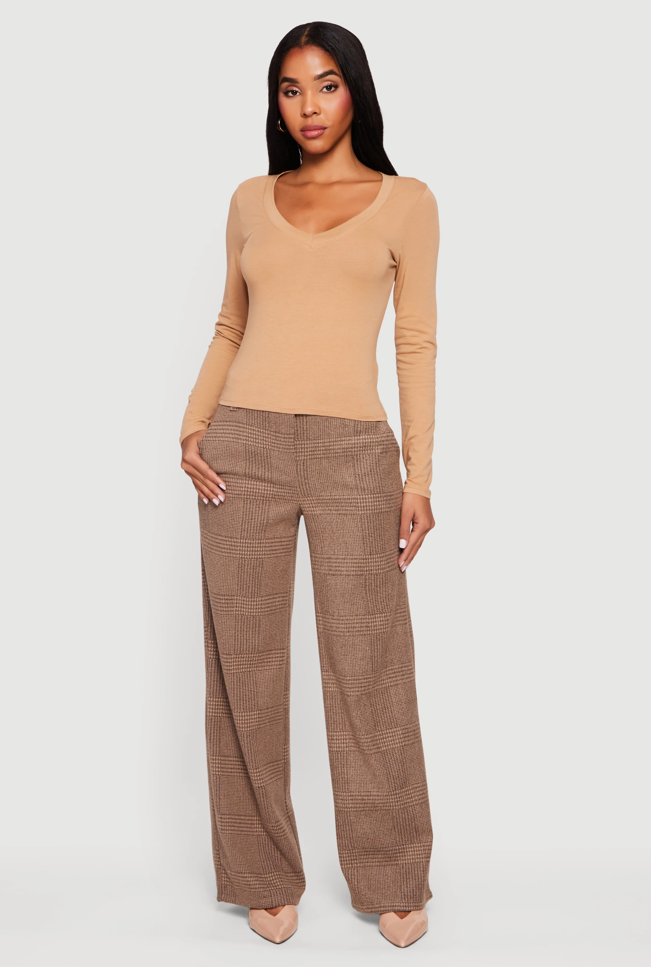 Long Sleeve V Neck T-Shirt