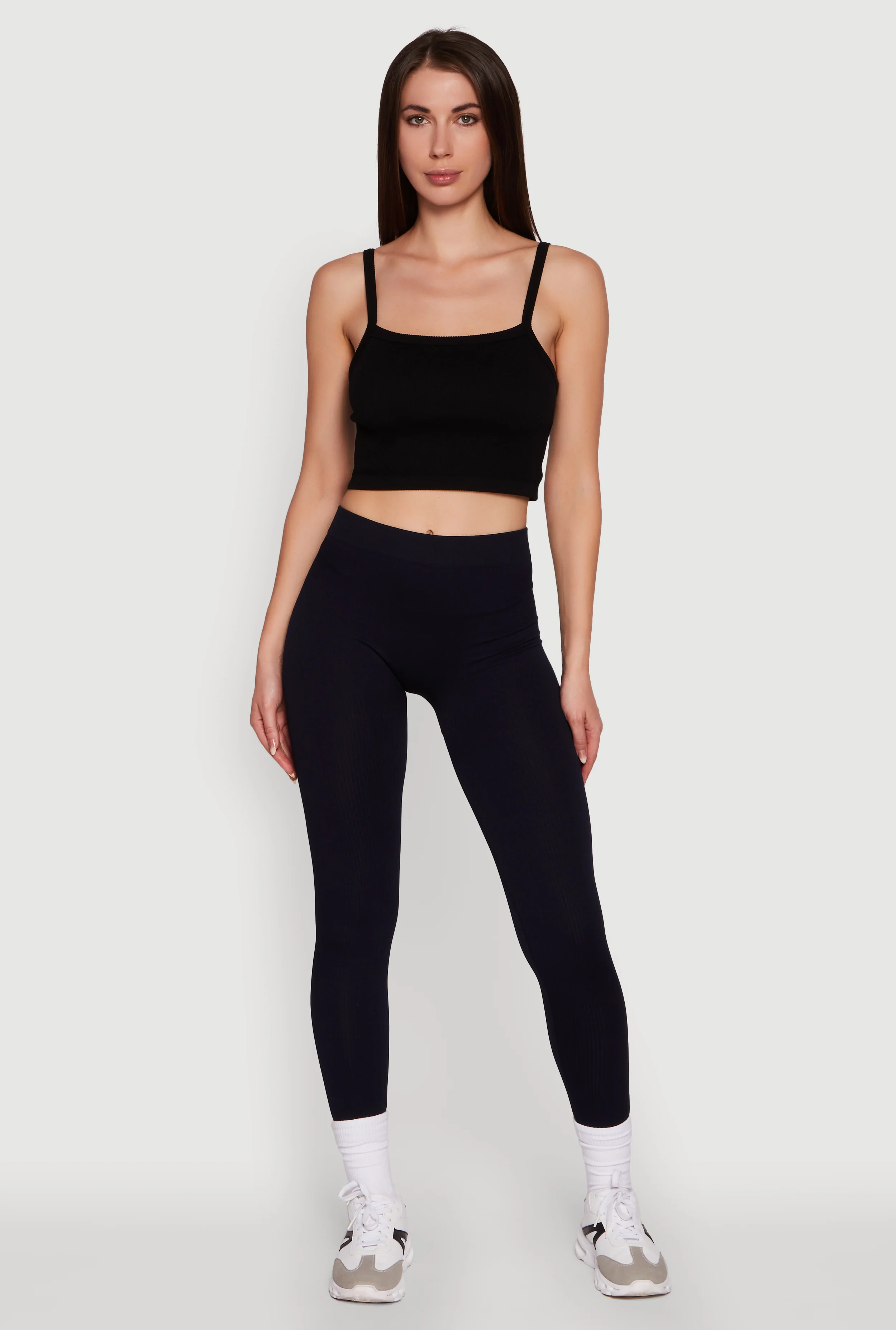 Trendy Rib Knit High Waisted Leggings