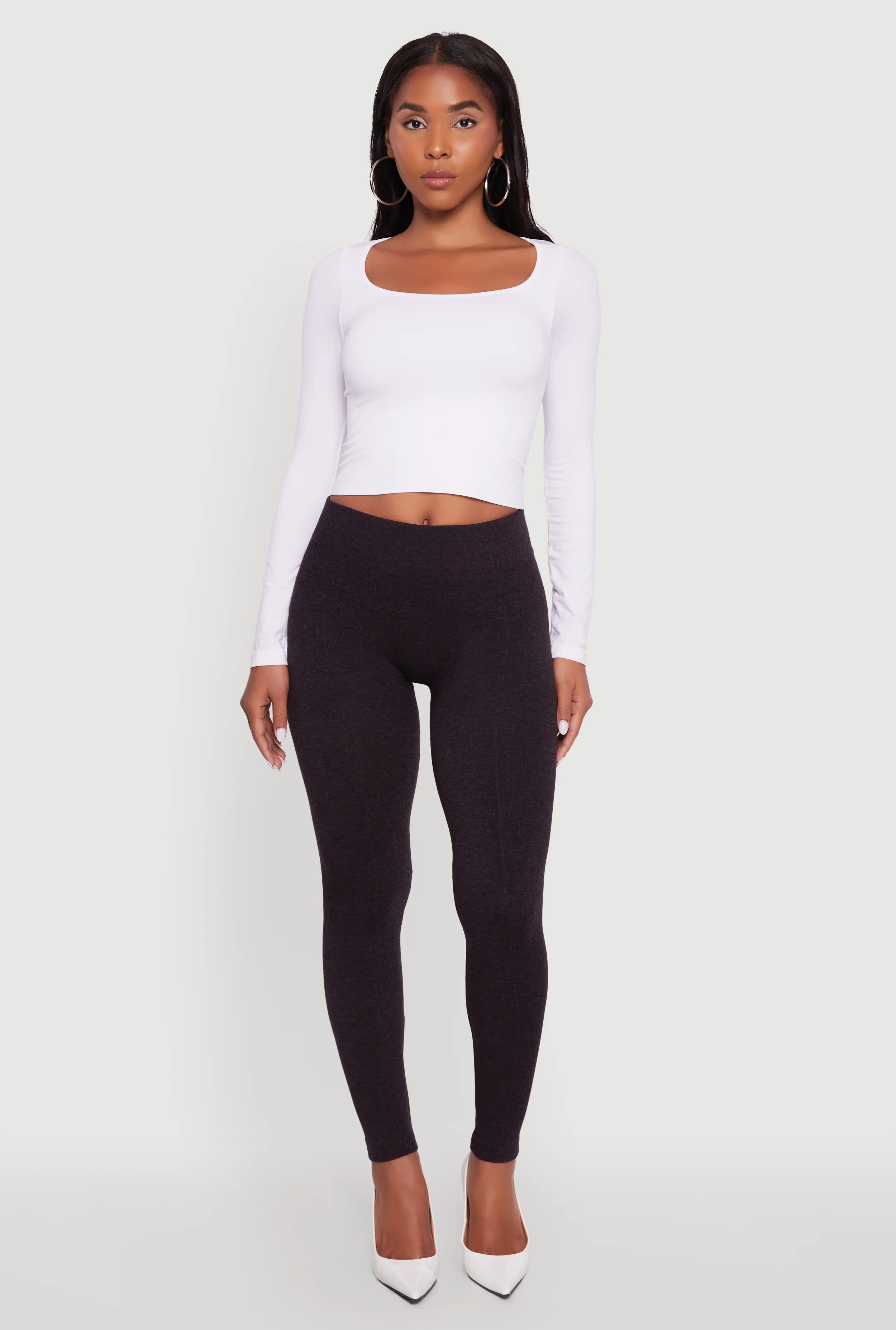 Marled High Waisted Fleece Lined Leggings