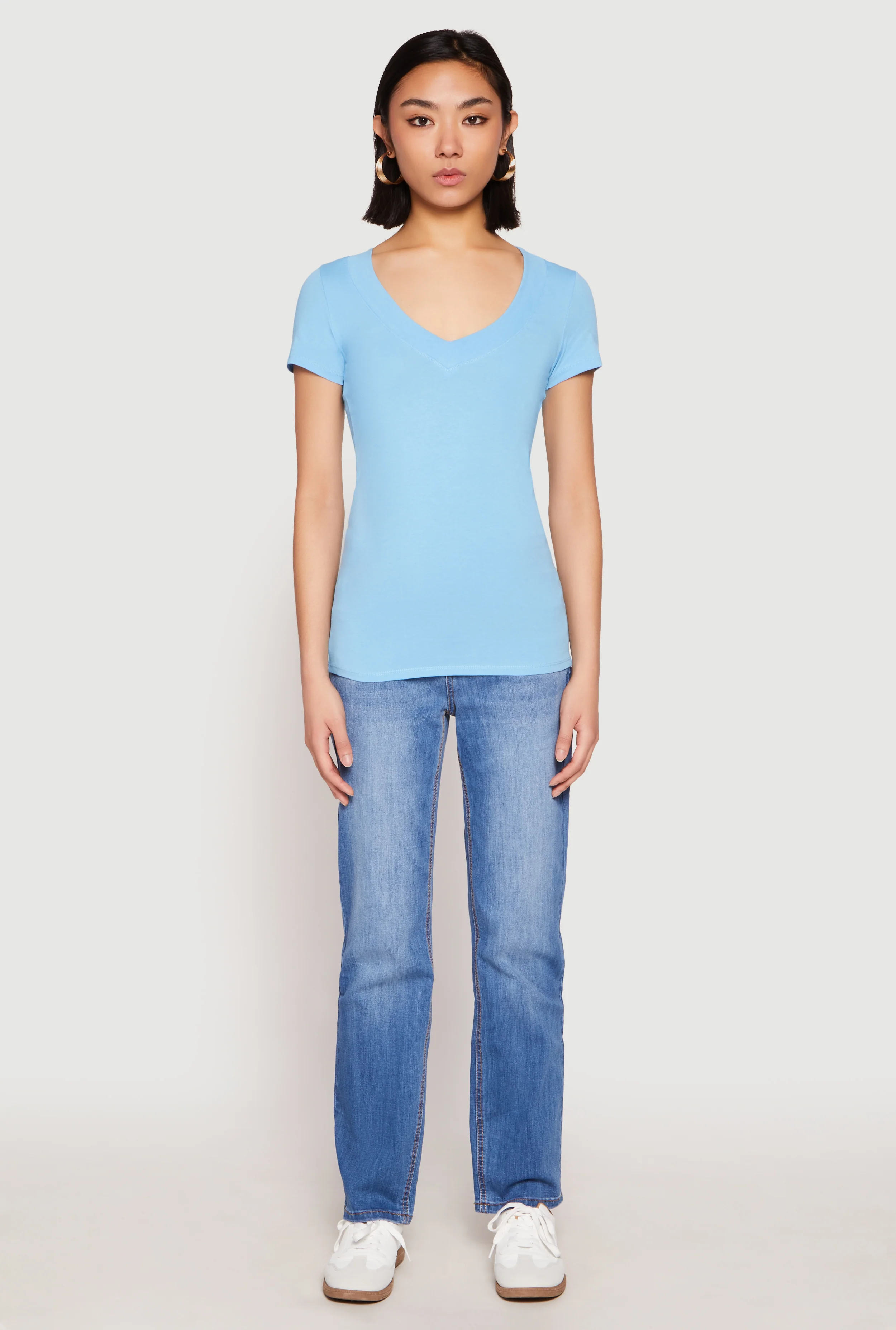 Basic V Neck Short Sleeve Tee