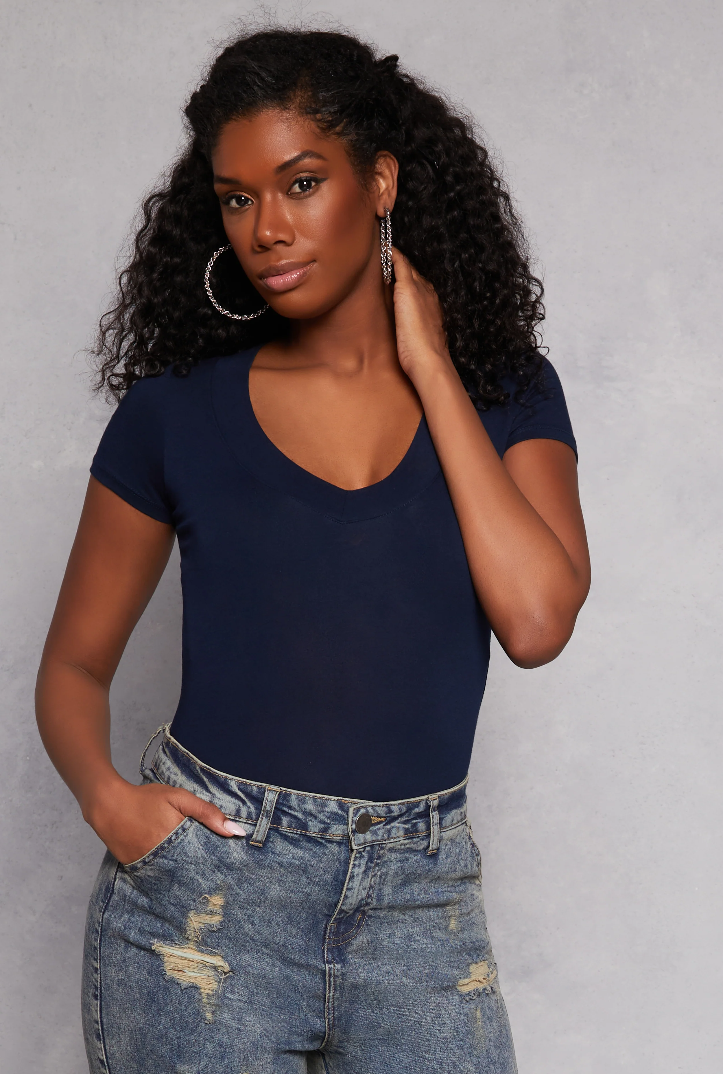 Basic V Neck Short Sleeve Tee